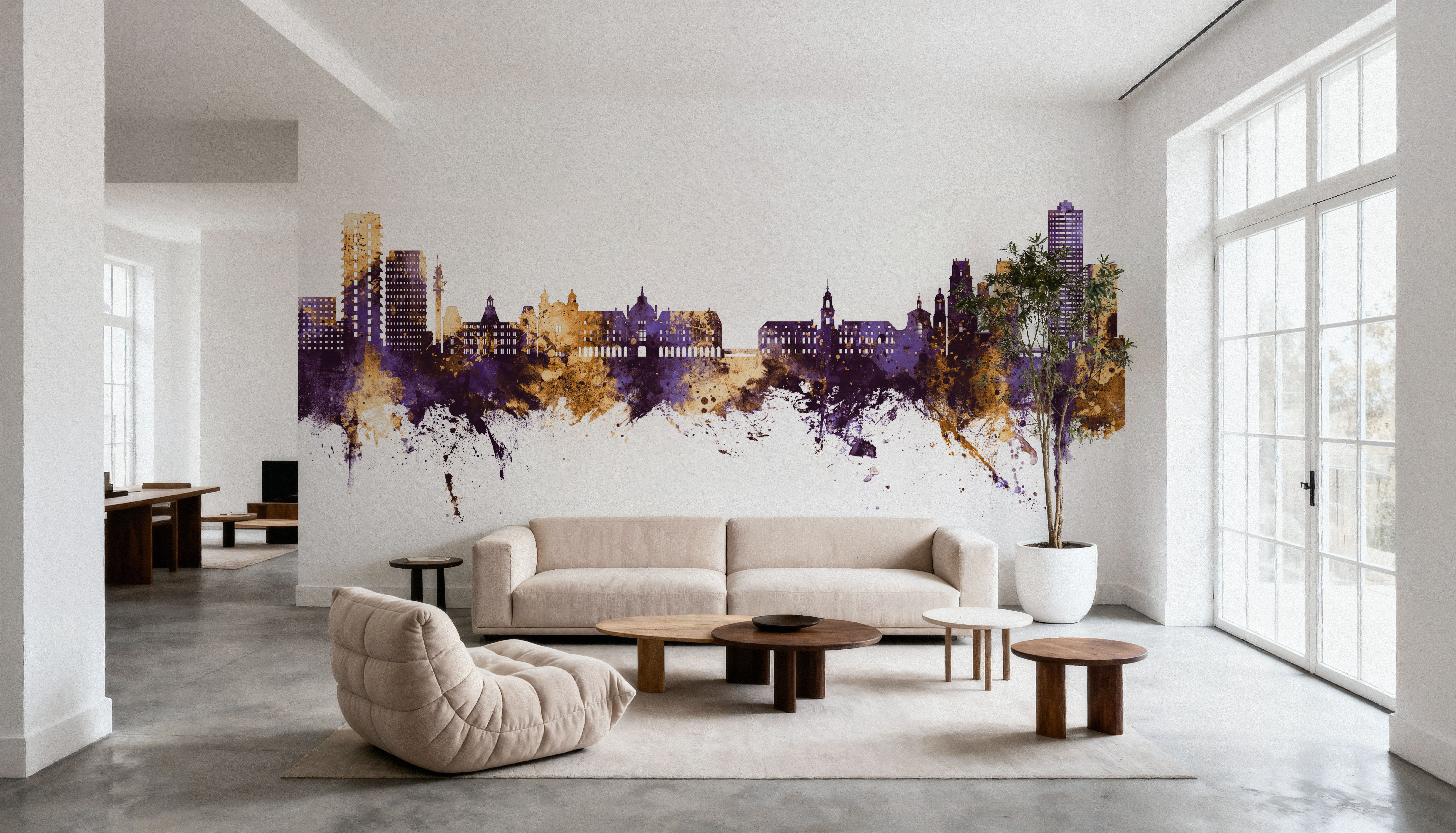 Rennes France Skyline Purple & Gold