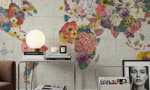 Botanical Floral Map Gray No Words
