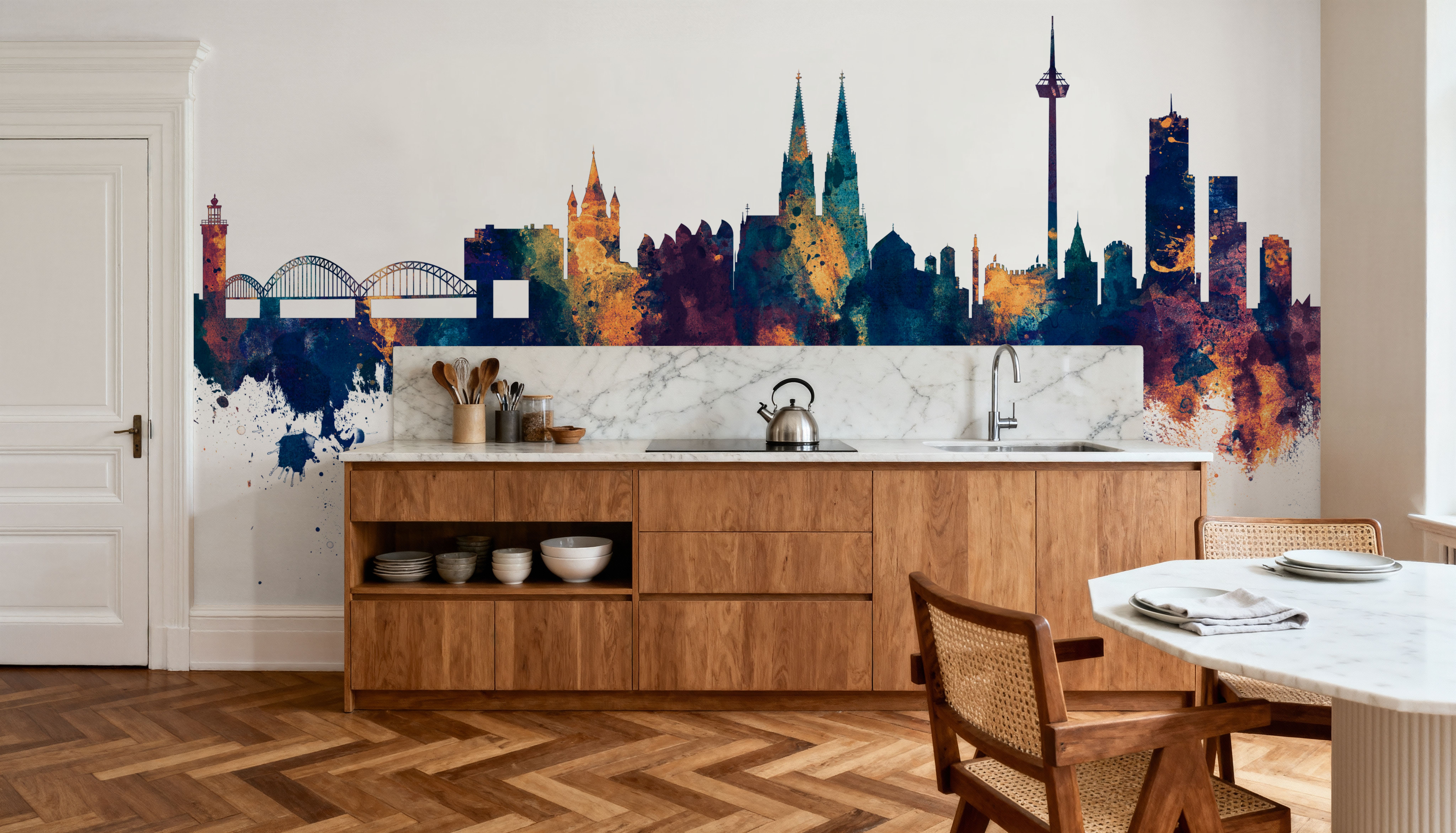 Cologne Germany Skyline Blue & Bronze