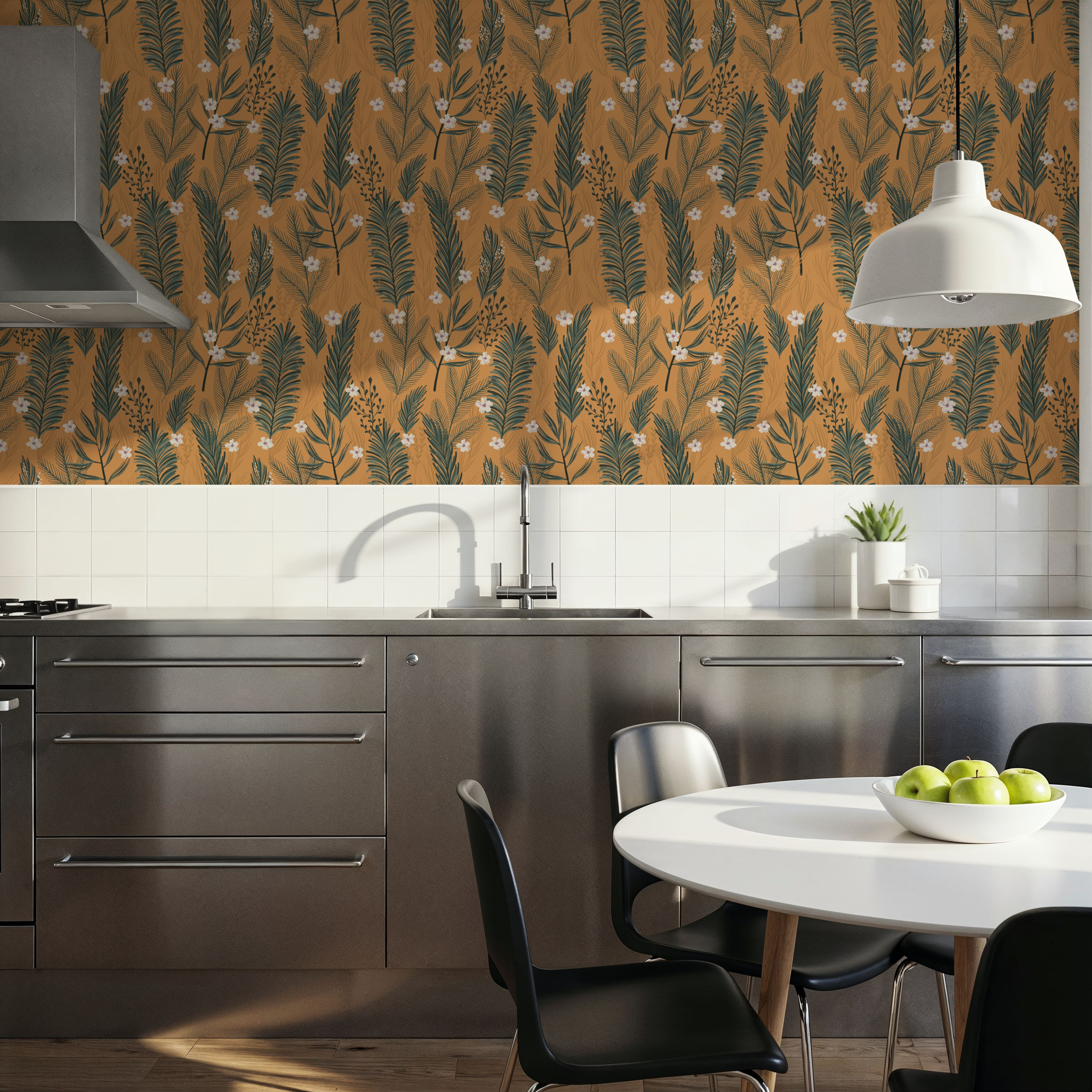 Spruce and Blooms, Wallpaper