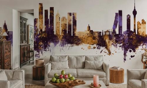 Colombo Sri Lanka Skyline Purple & Gold