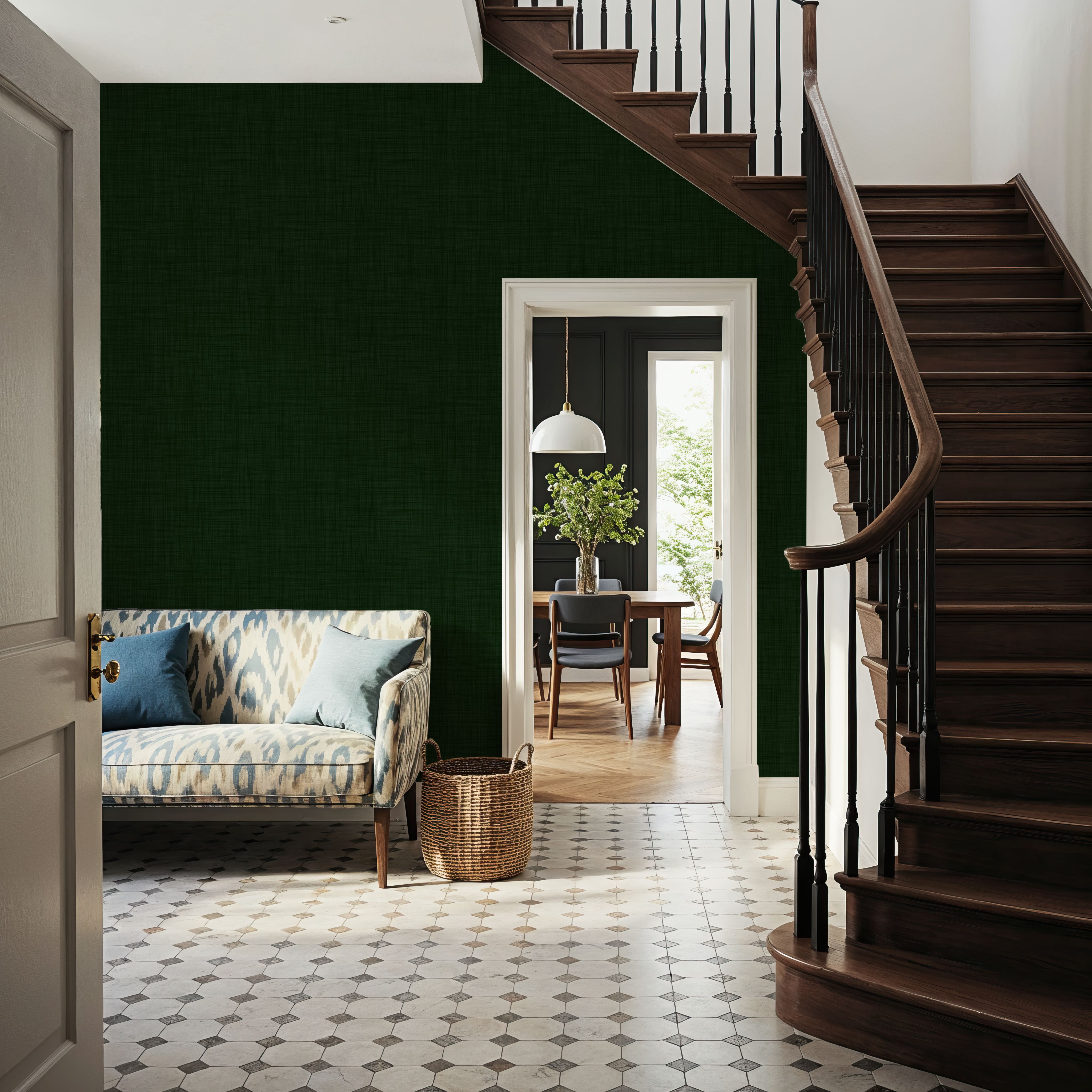 Mottled Linen Effect, Forest Green