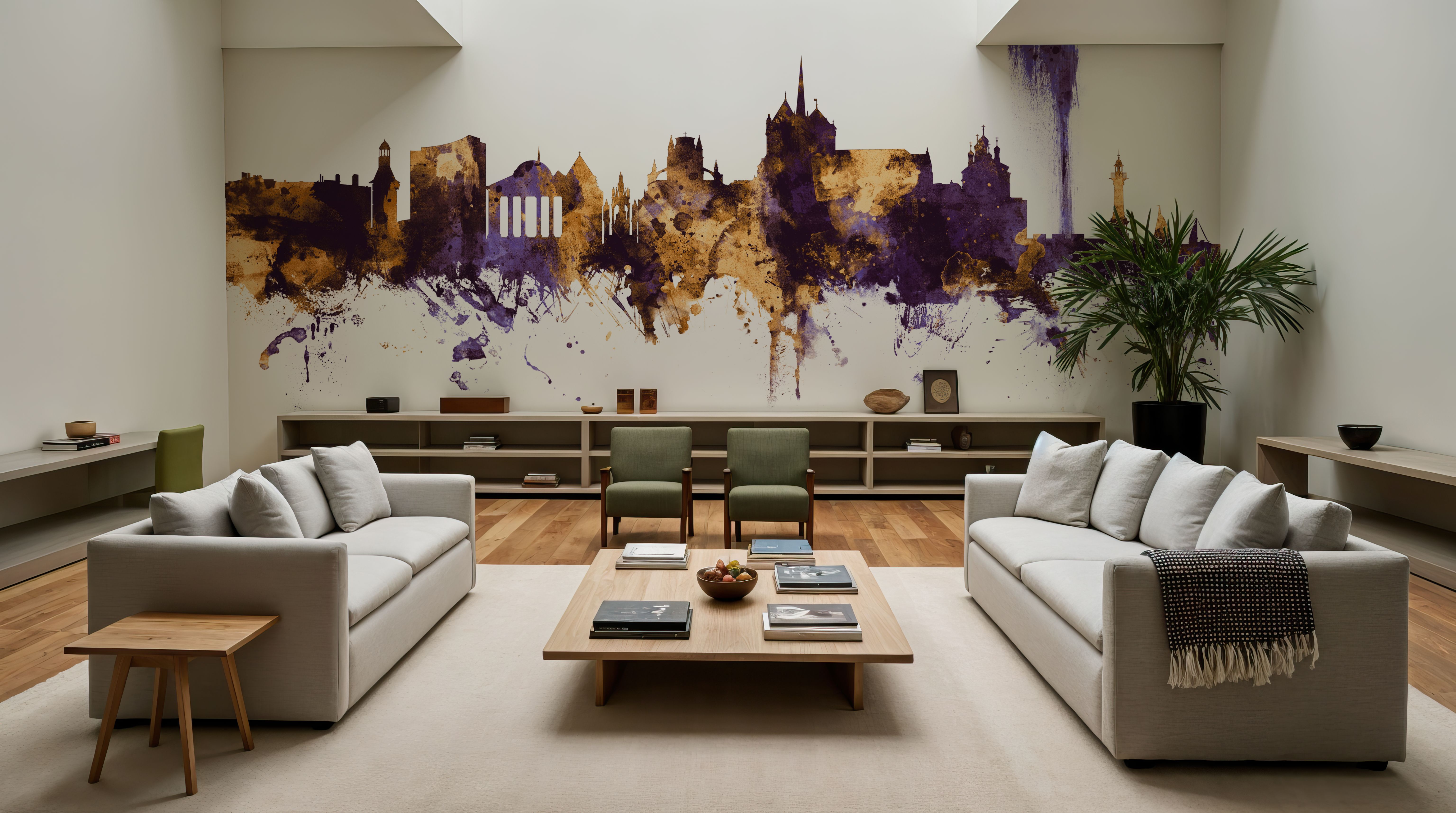 Geneva Switzerland Skyline Purple & Gold 
