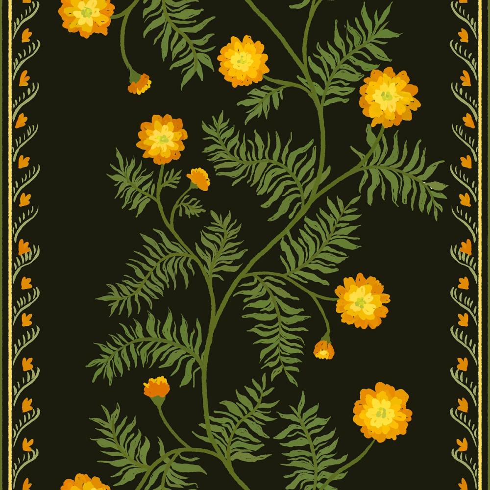 Marigold Stripes, Orange on Midnight