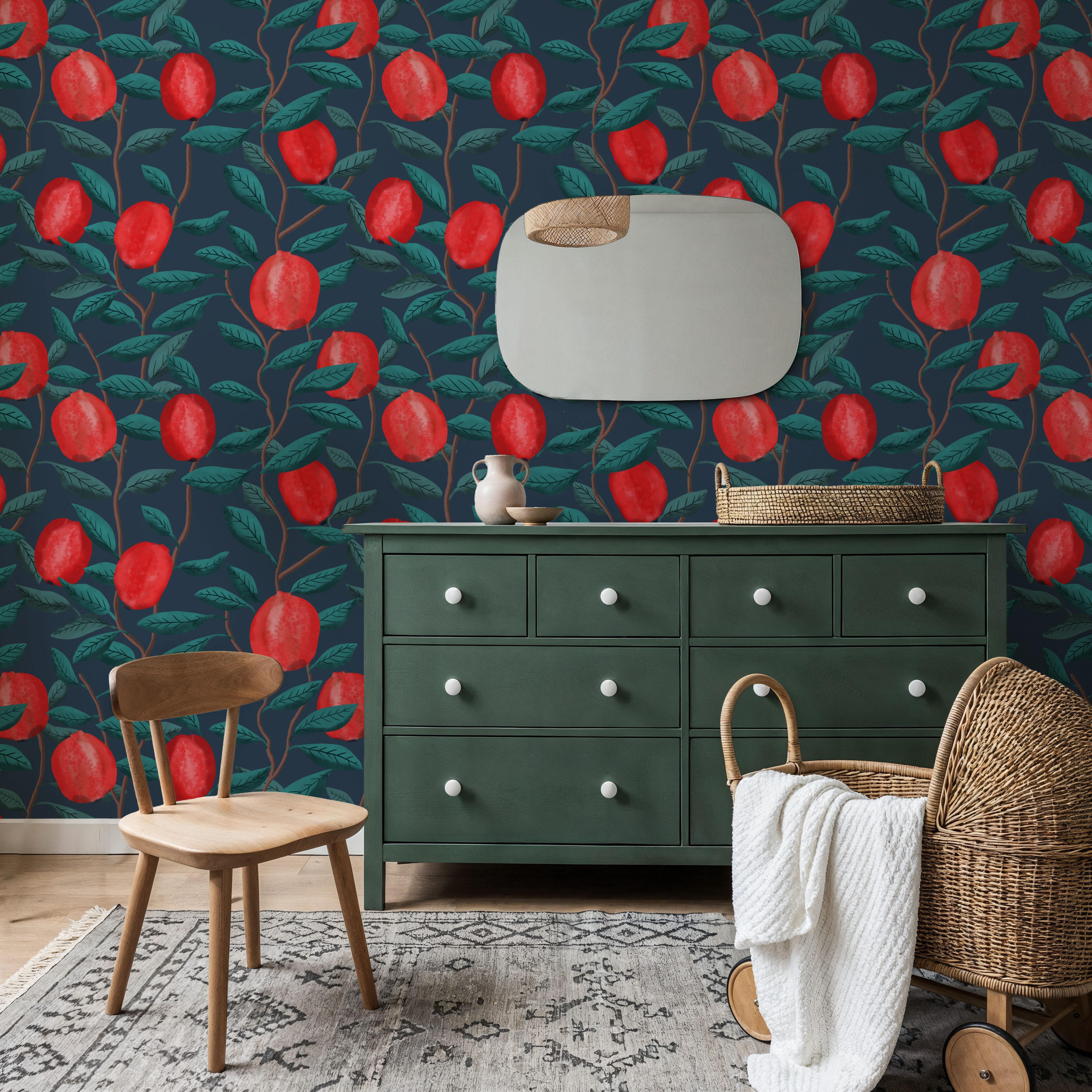 Pomegranate, Navy, Tapeten