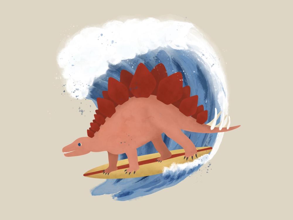 Surfing Stegosaurus