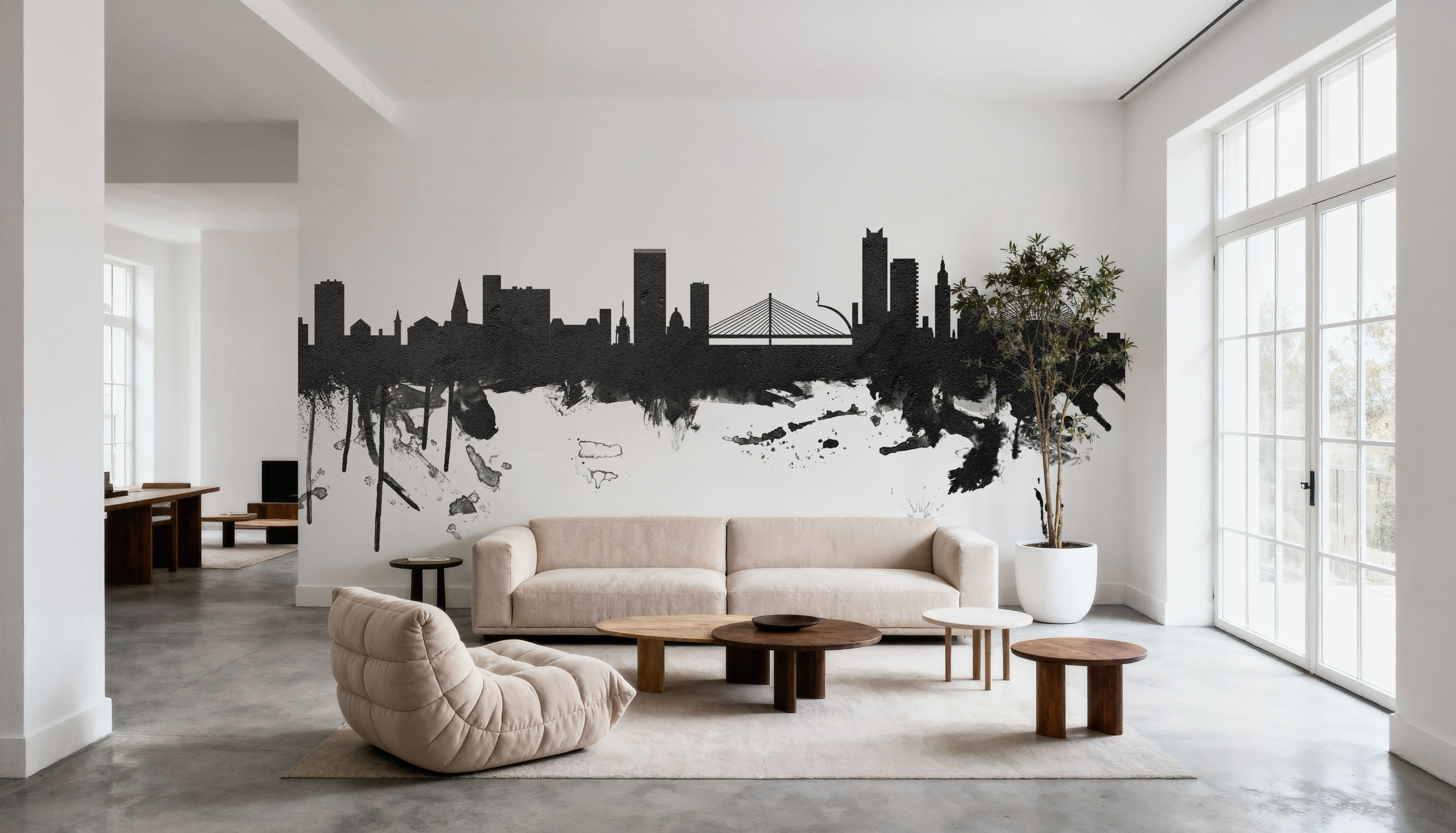 Liege Belgium Skyline Black & White