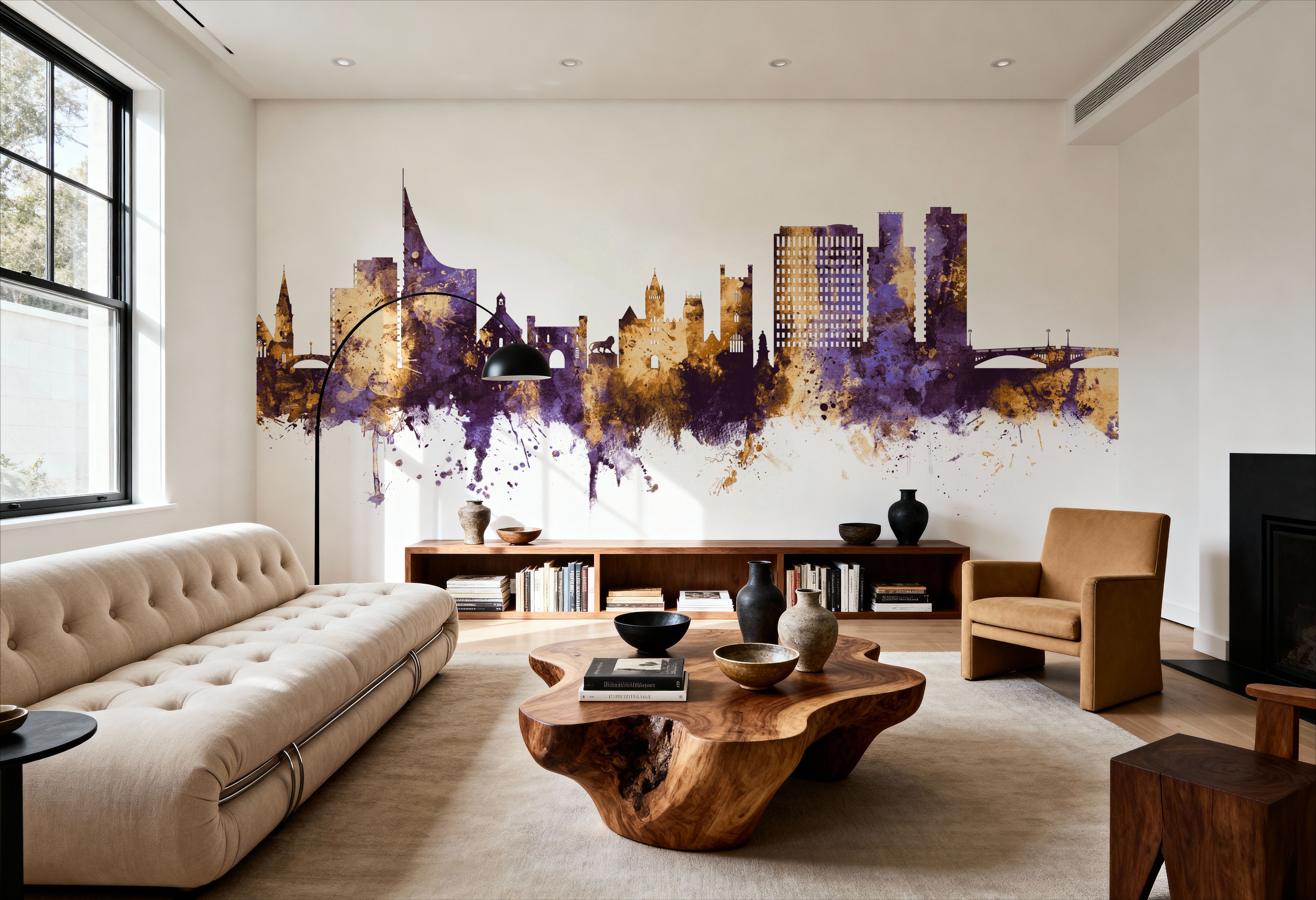 Reading England Skyline Purple & Gold, Papier peint