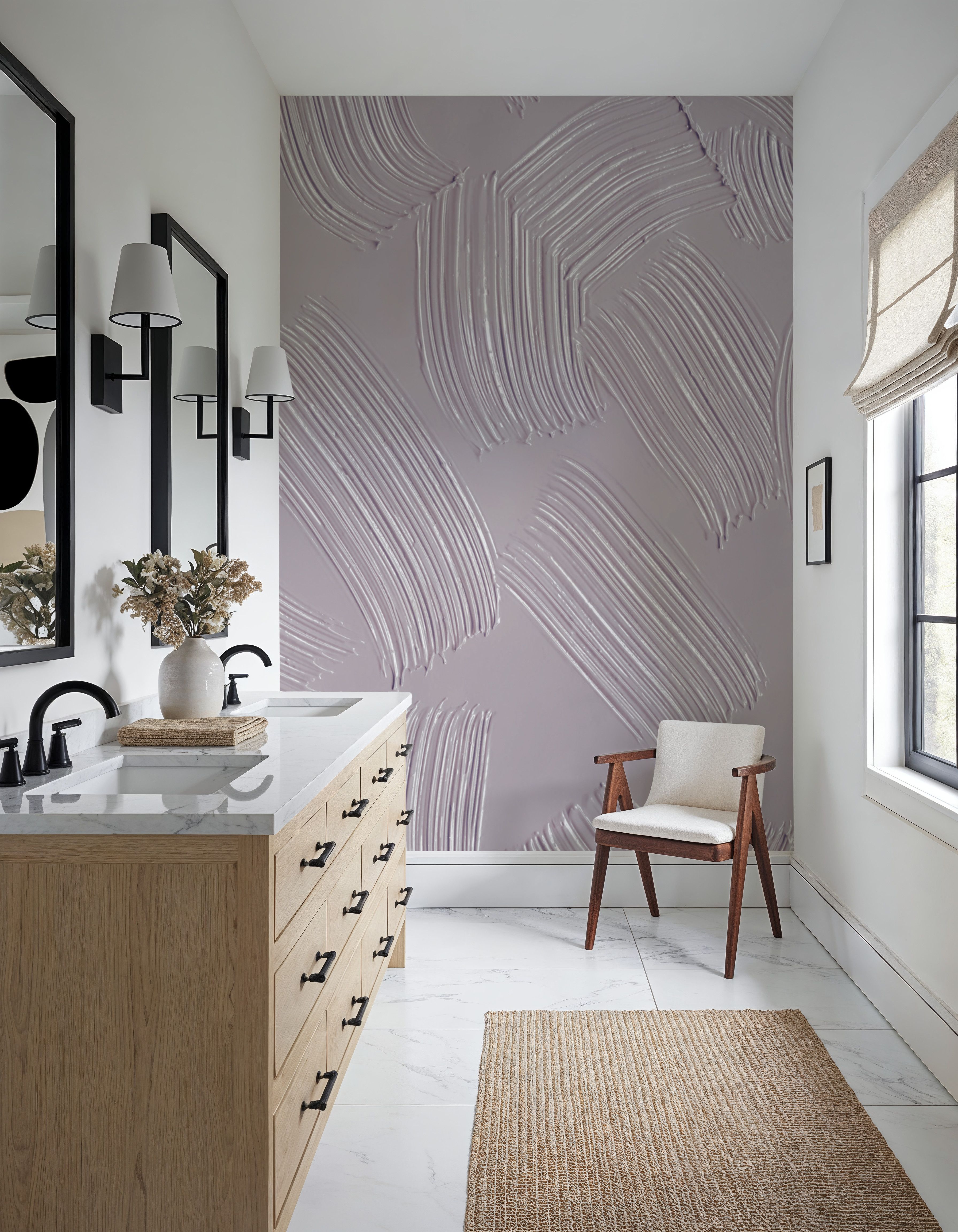 Stylized Brush Strokes, Pink, Wallpaper