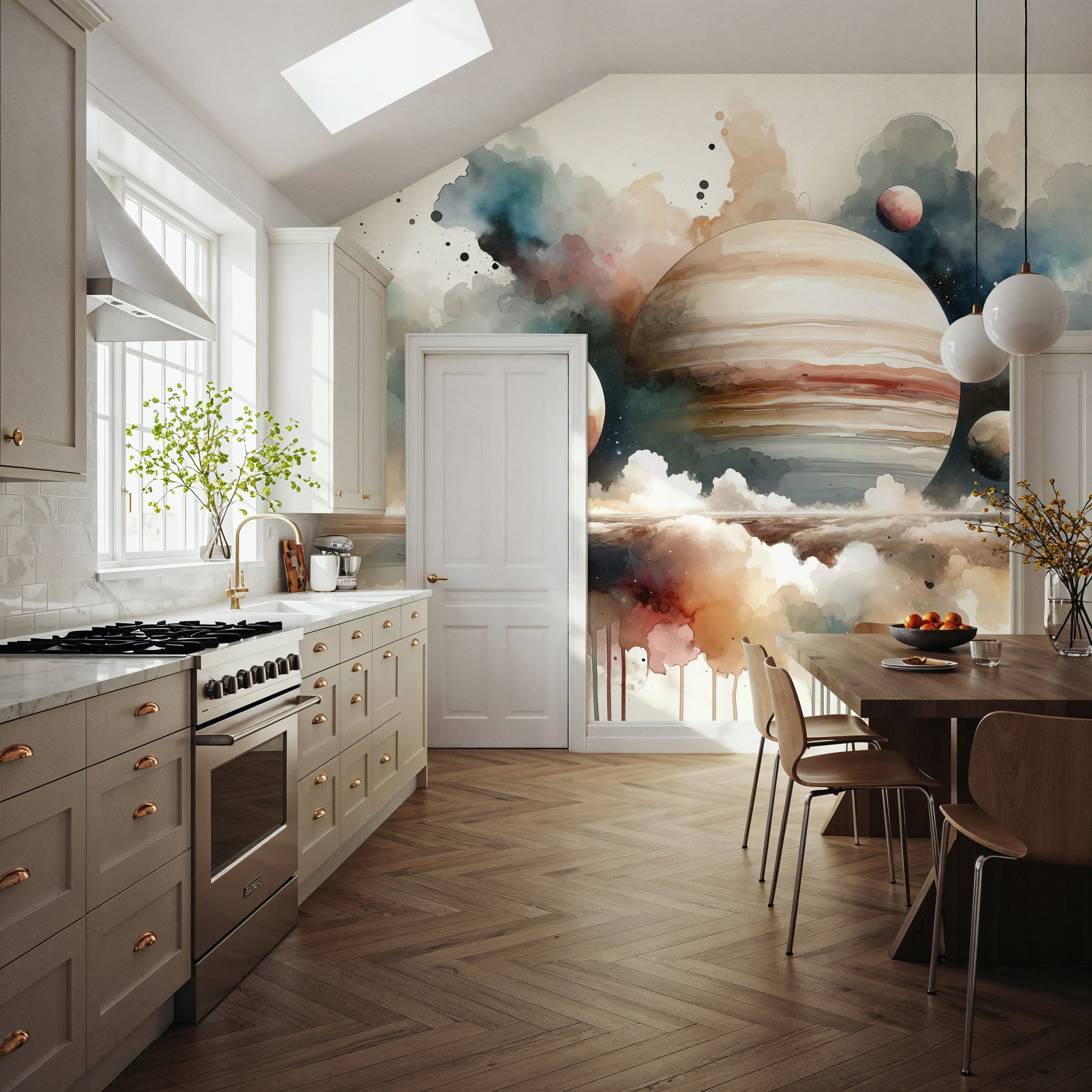 Surreal Planetary Landscape in Watercolor