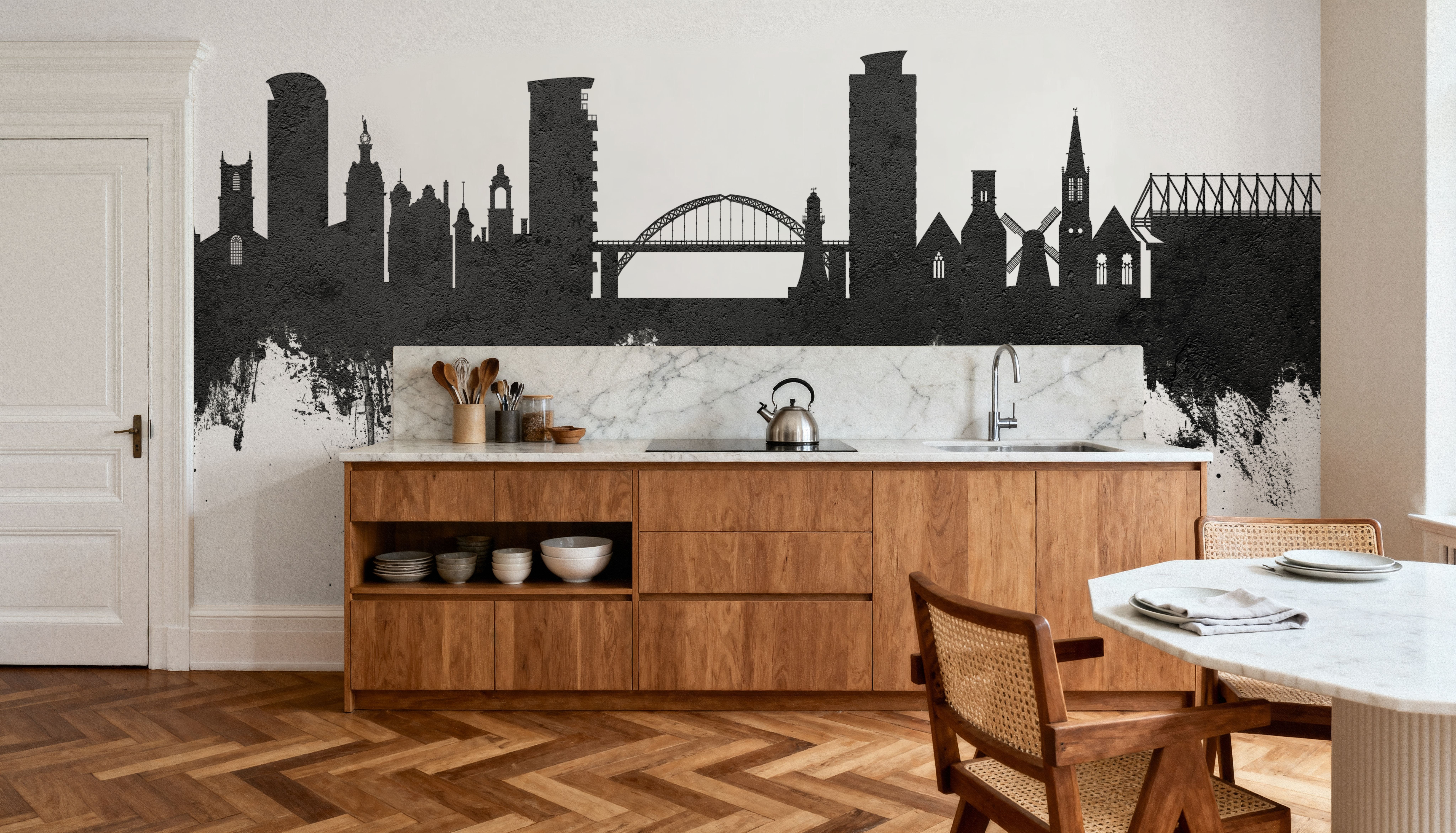 Sunderland England Skyline Black & White