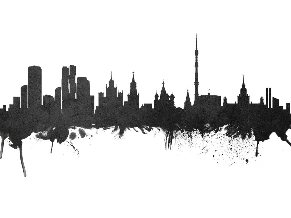 Moscow Russia Skyline Black & White