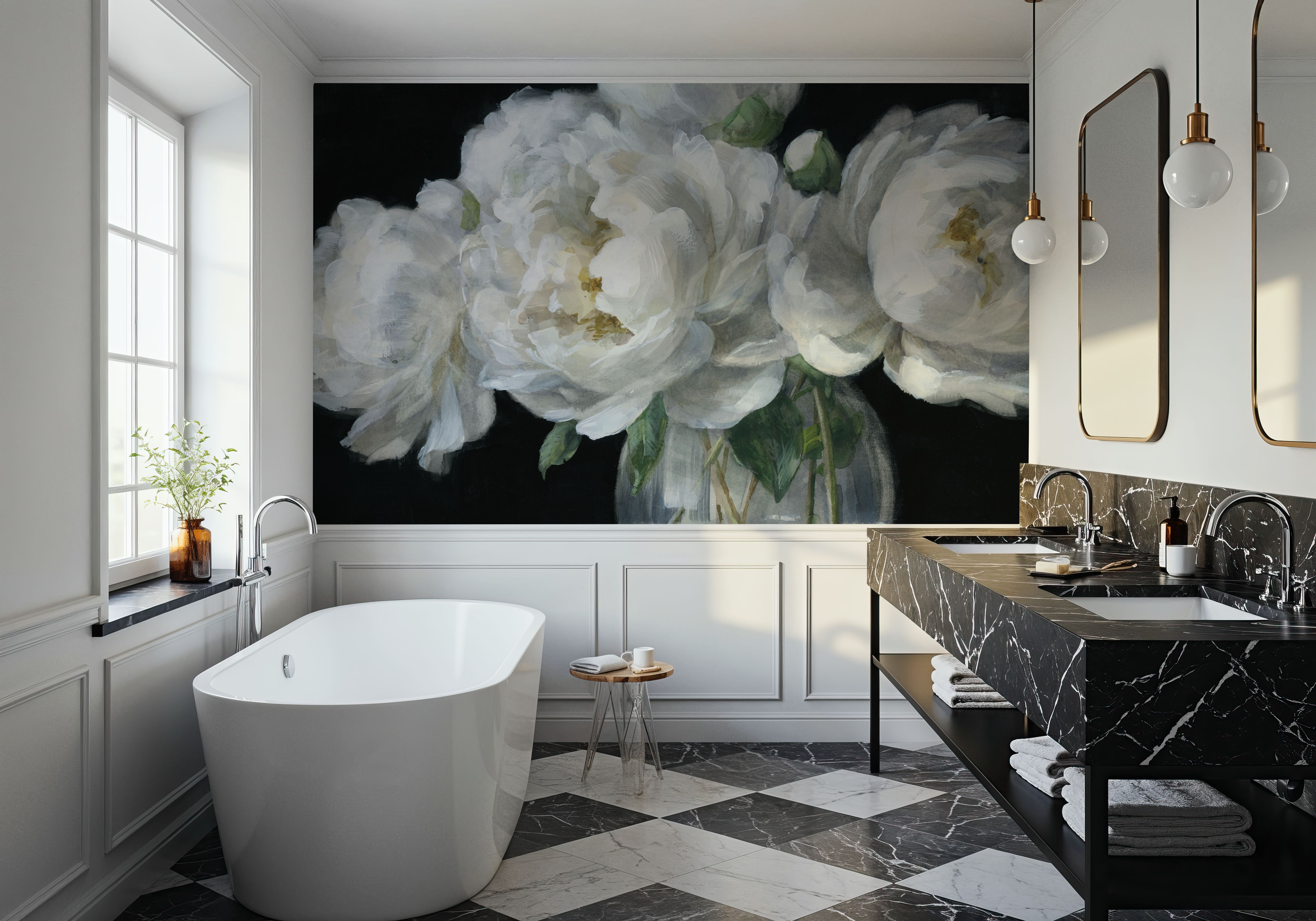 White Peonies in Glass
