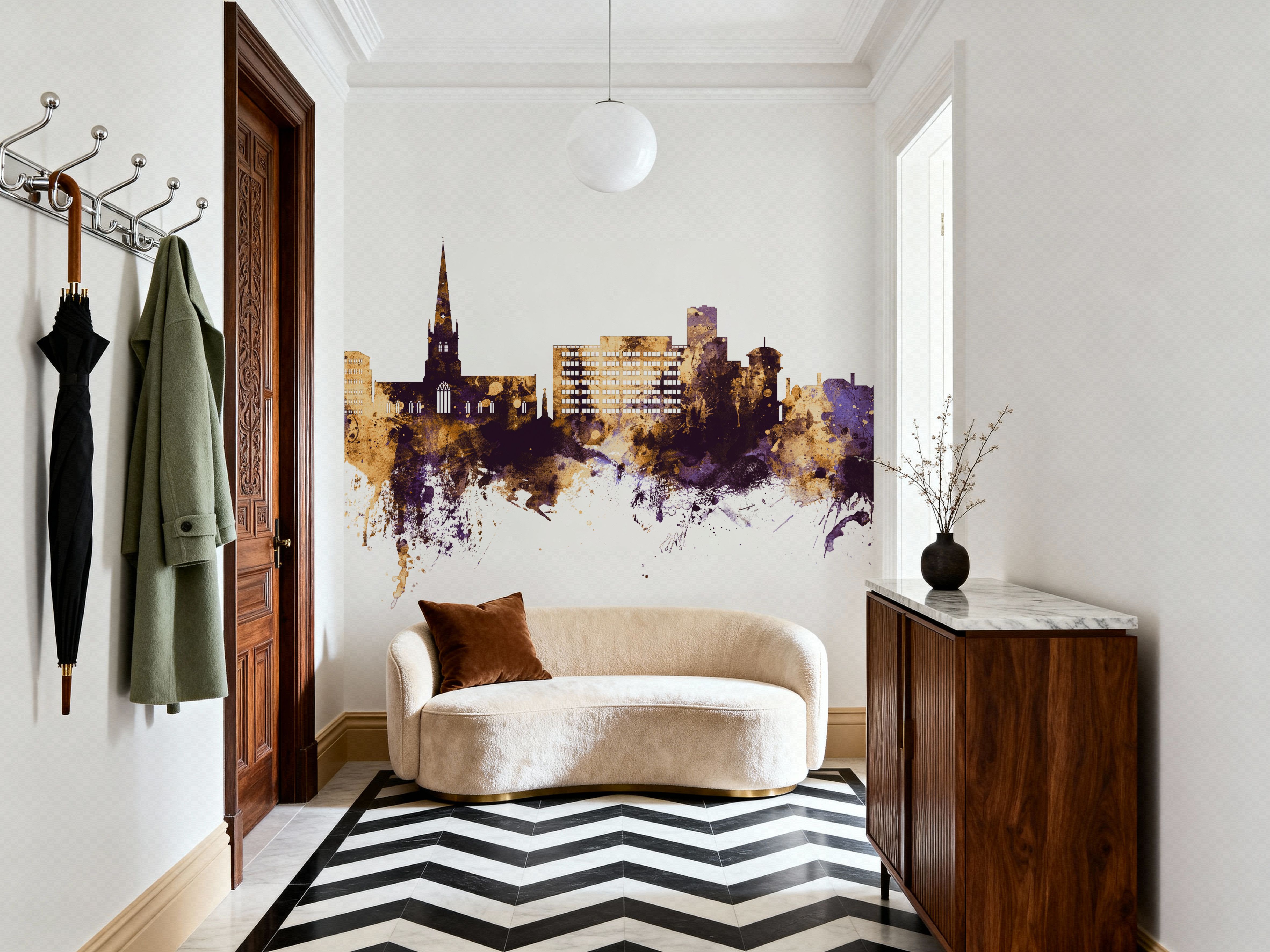 Solihull England Skyline Purple & Gold