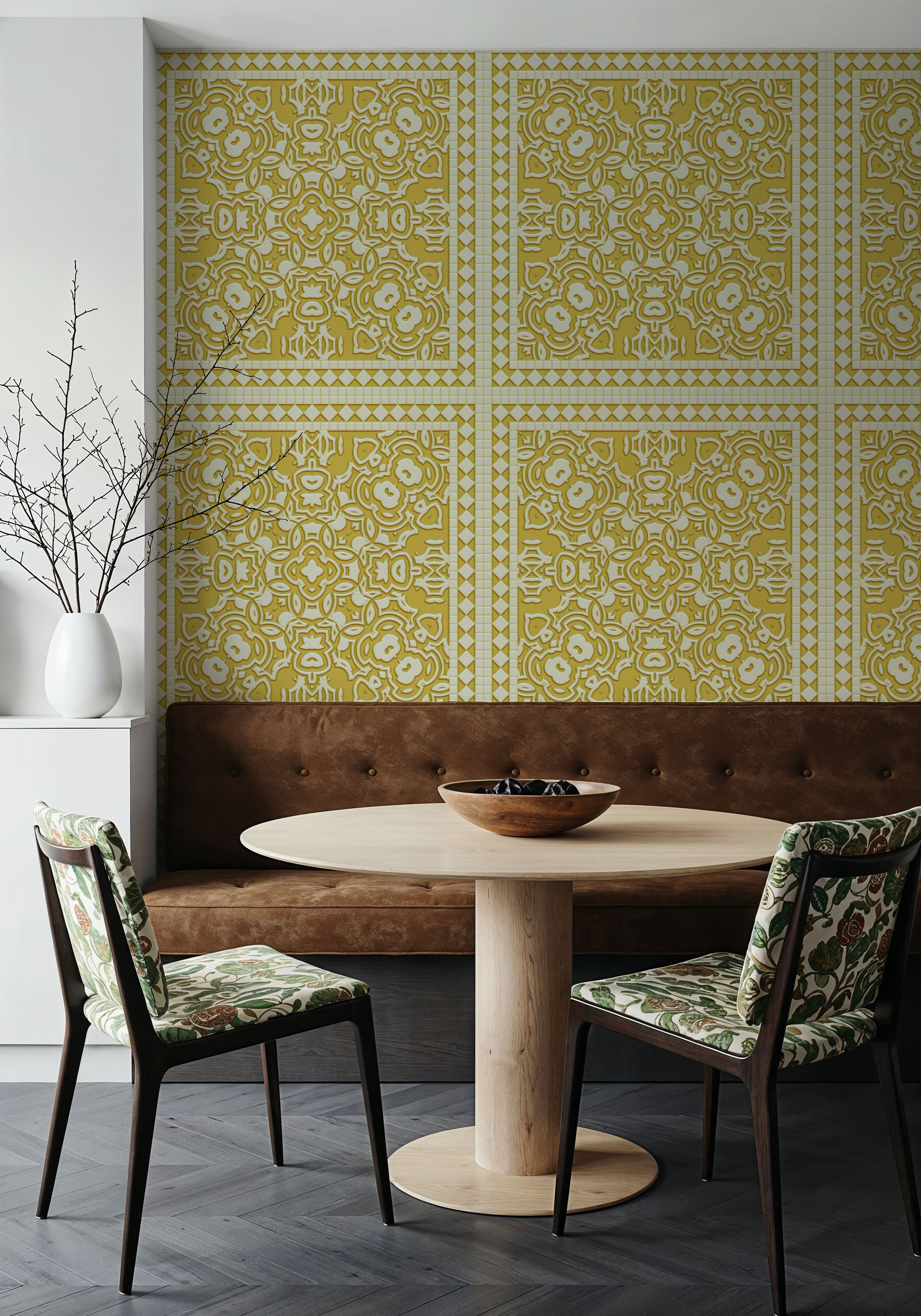 Mission Cement Tiles, Sunflower, Wallpaper