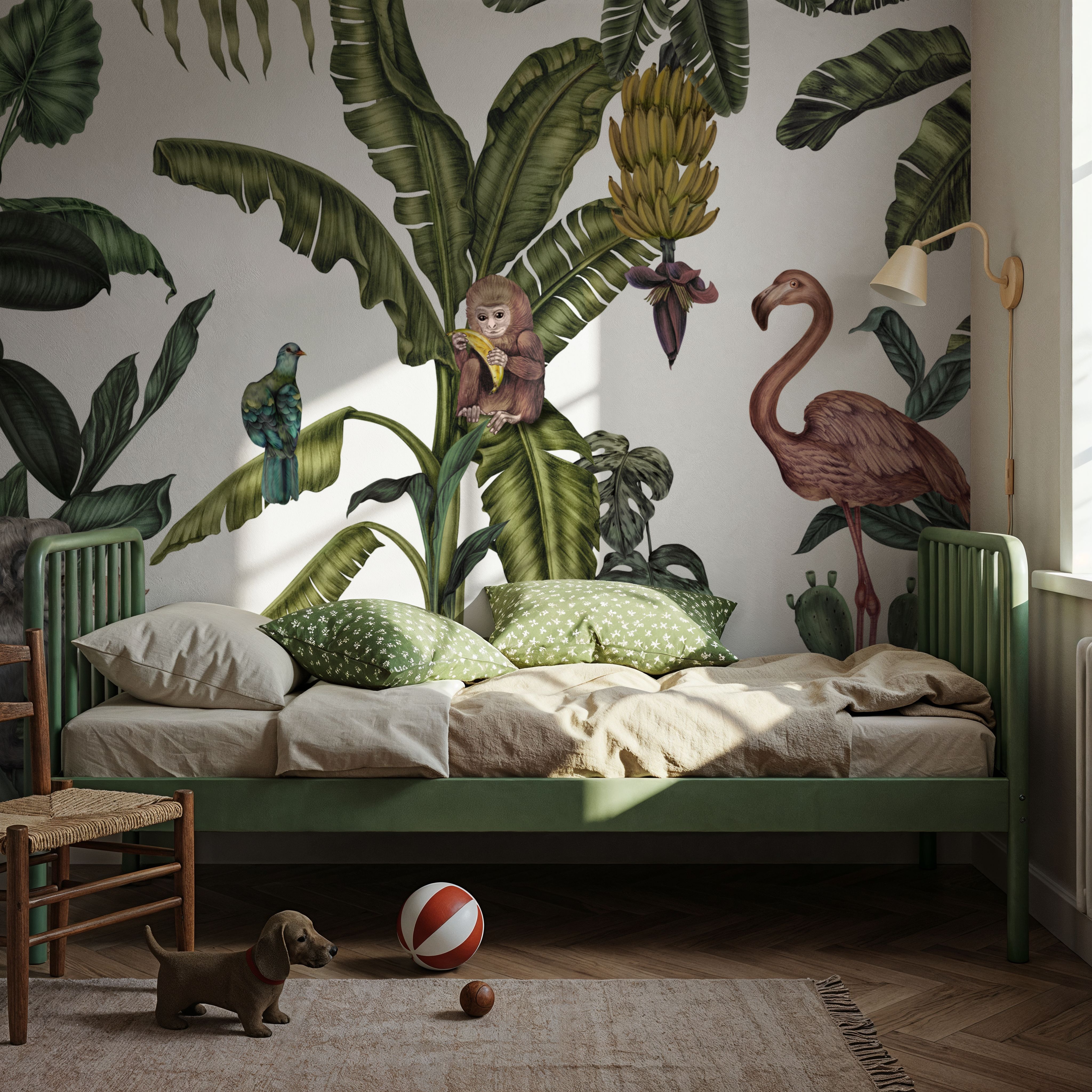 Monkeys With Birds, White