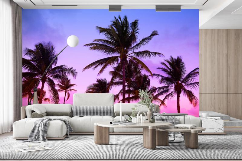 Palm Trees in Miami South Beach wallpaper mural 100% PVC-free and non-toxic