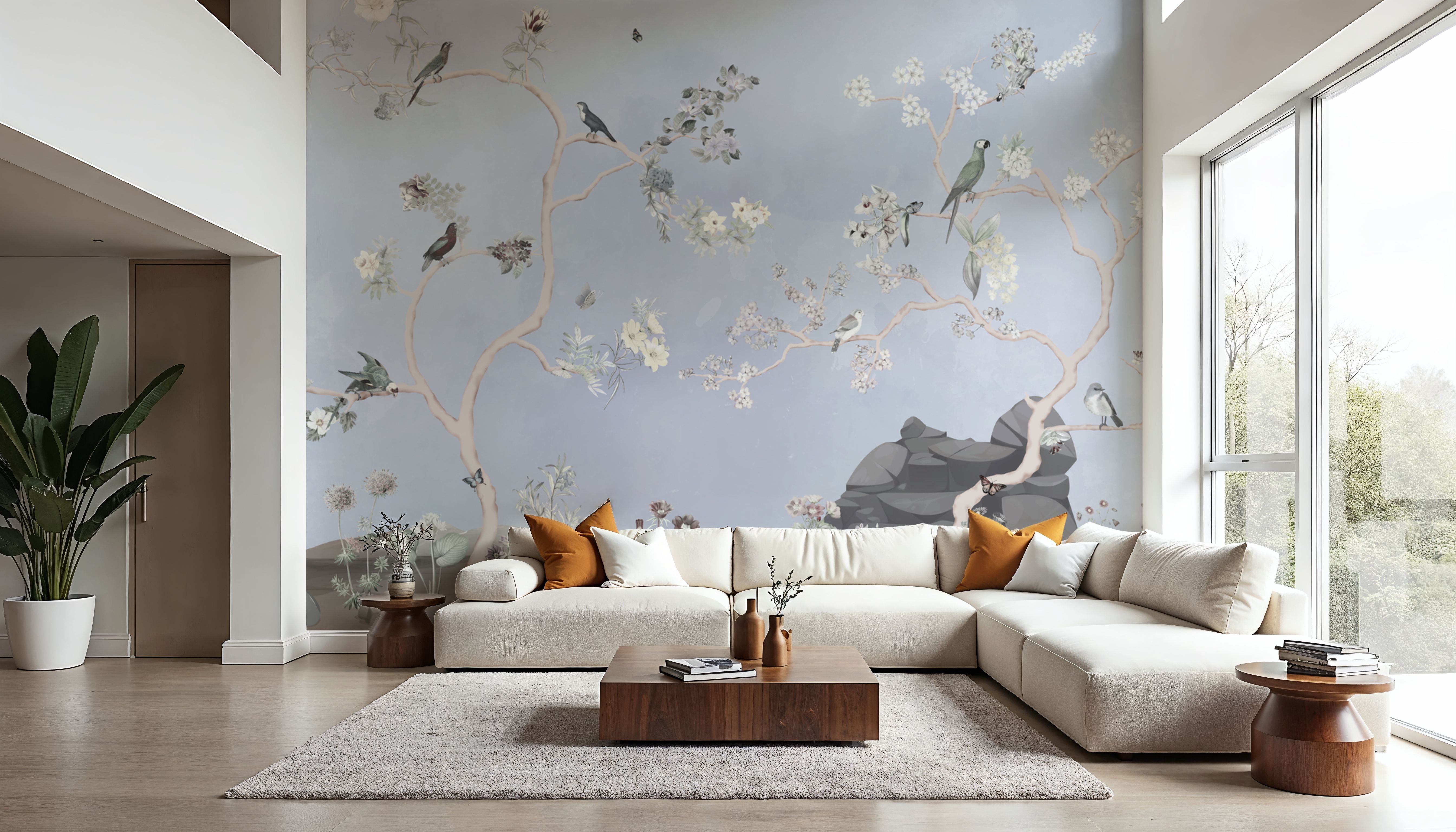 Birds in the Garden Deep Blue