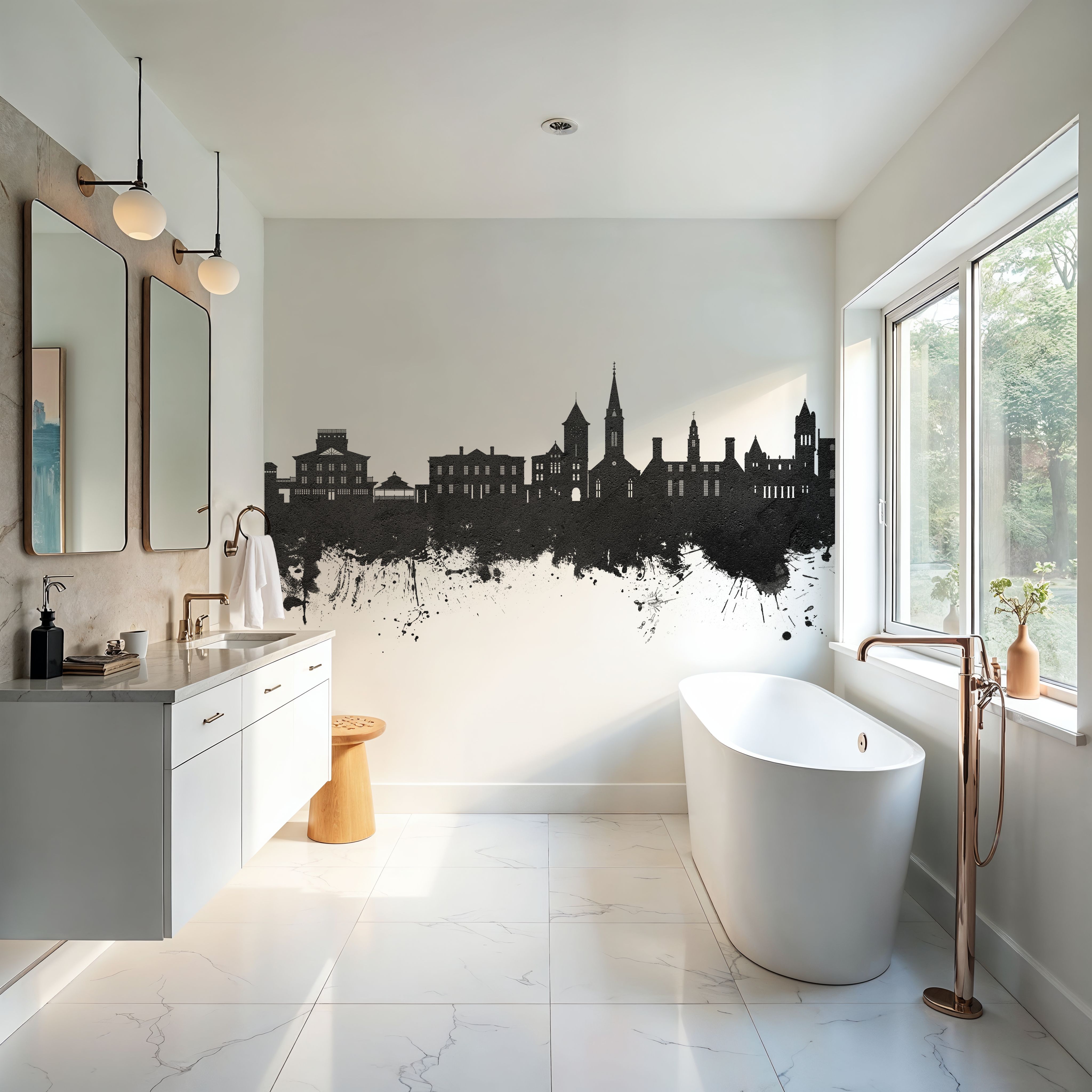 New Bern North Carolina Skyline Black & White