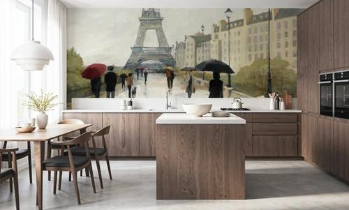 Eiffel in the Rain Marsala Umbrella