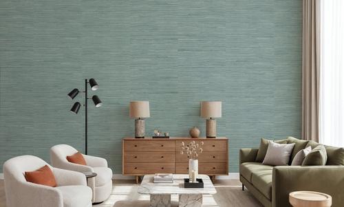Faux Grasscloth with Visible Seams, Seafoam