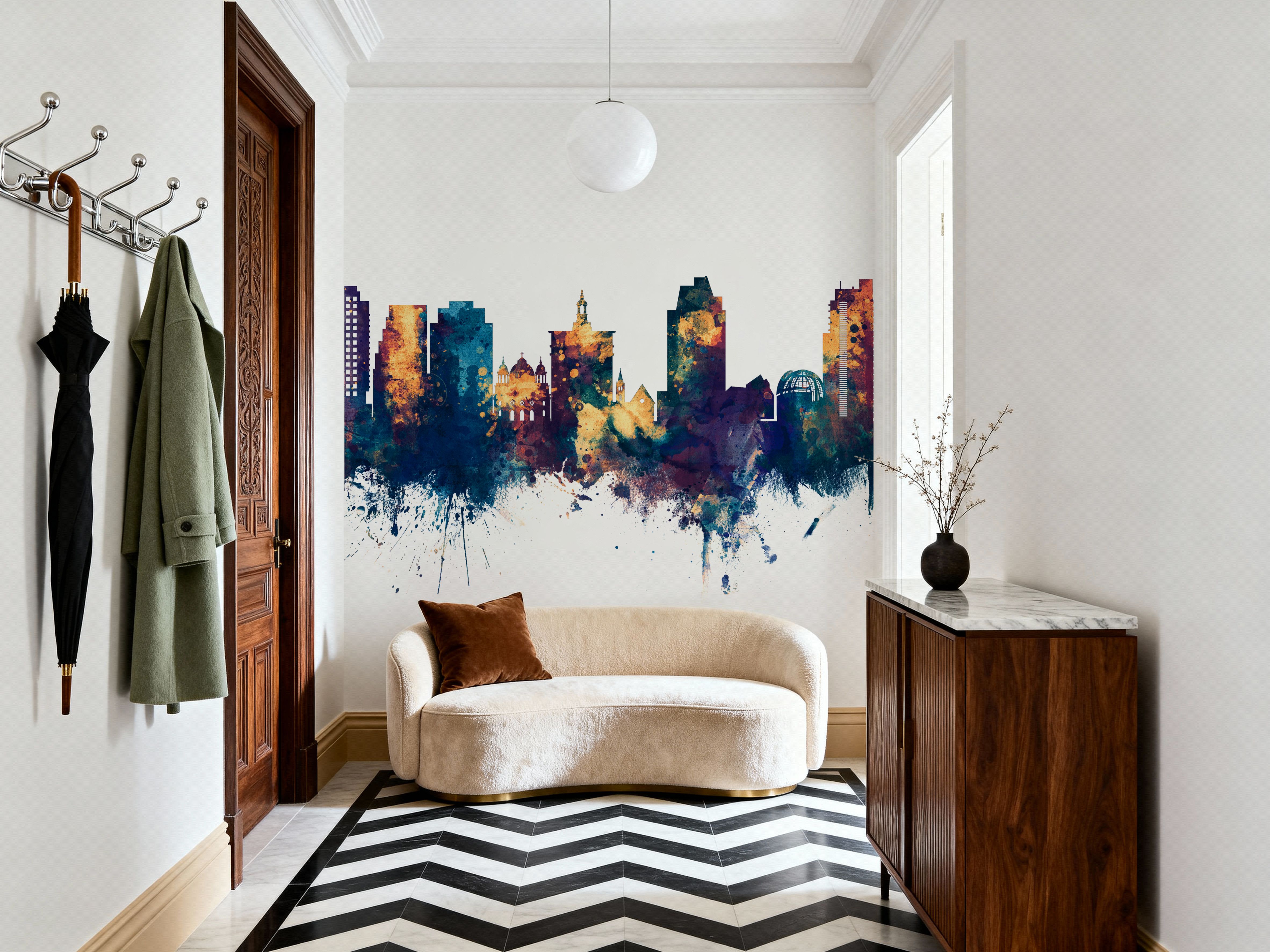 San Jose California Skyline Blue & Bronze, Wallpaper