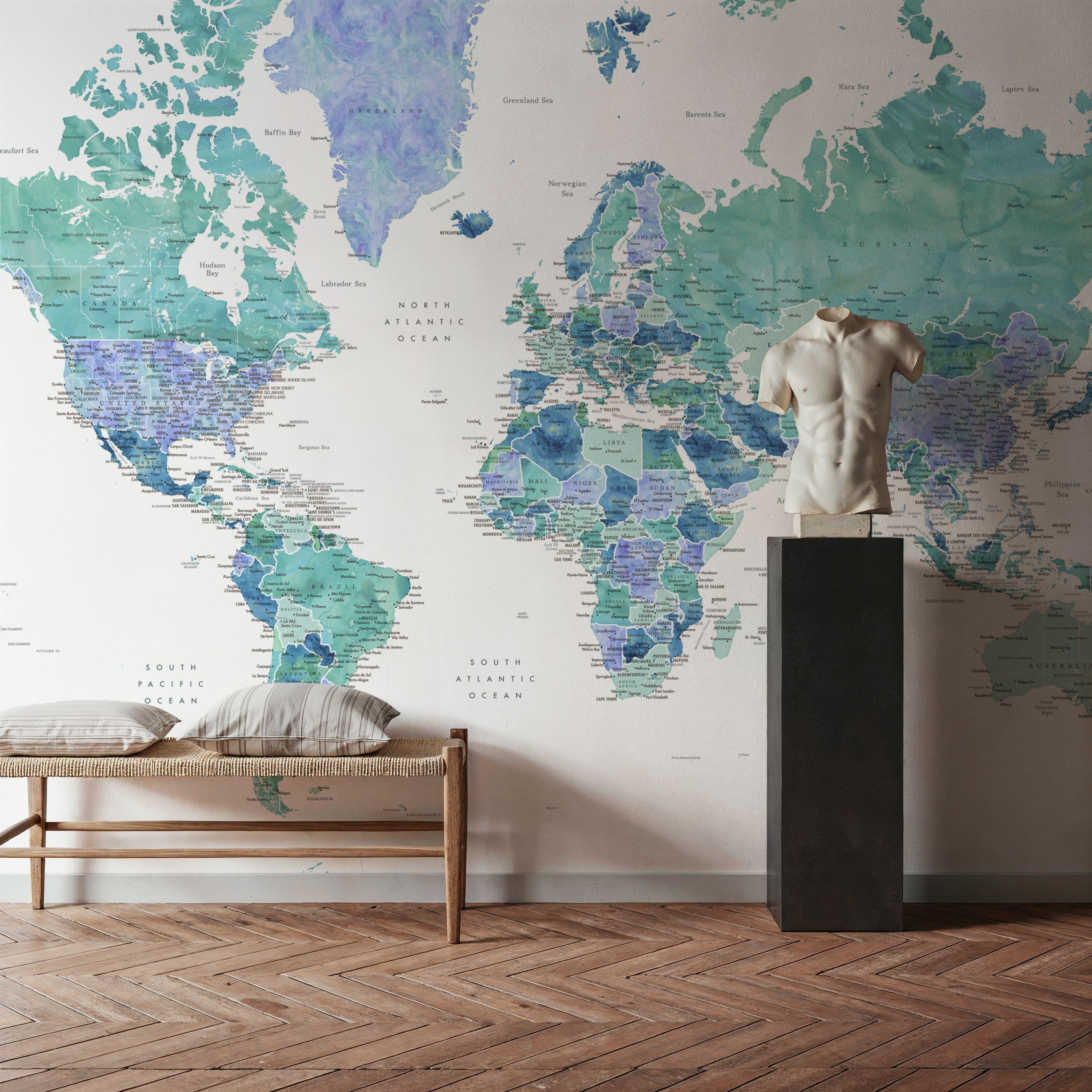 World Map Cities - Elizenda
