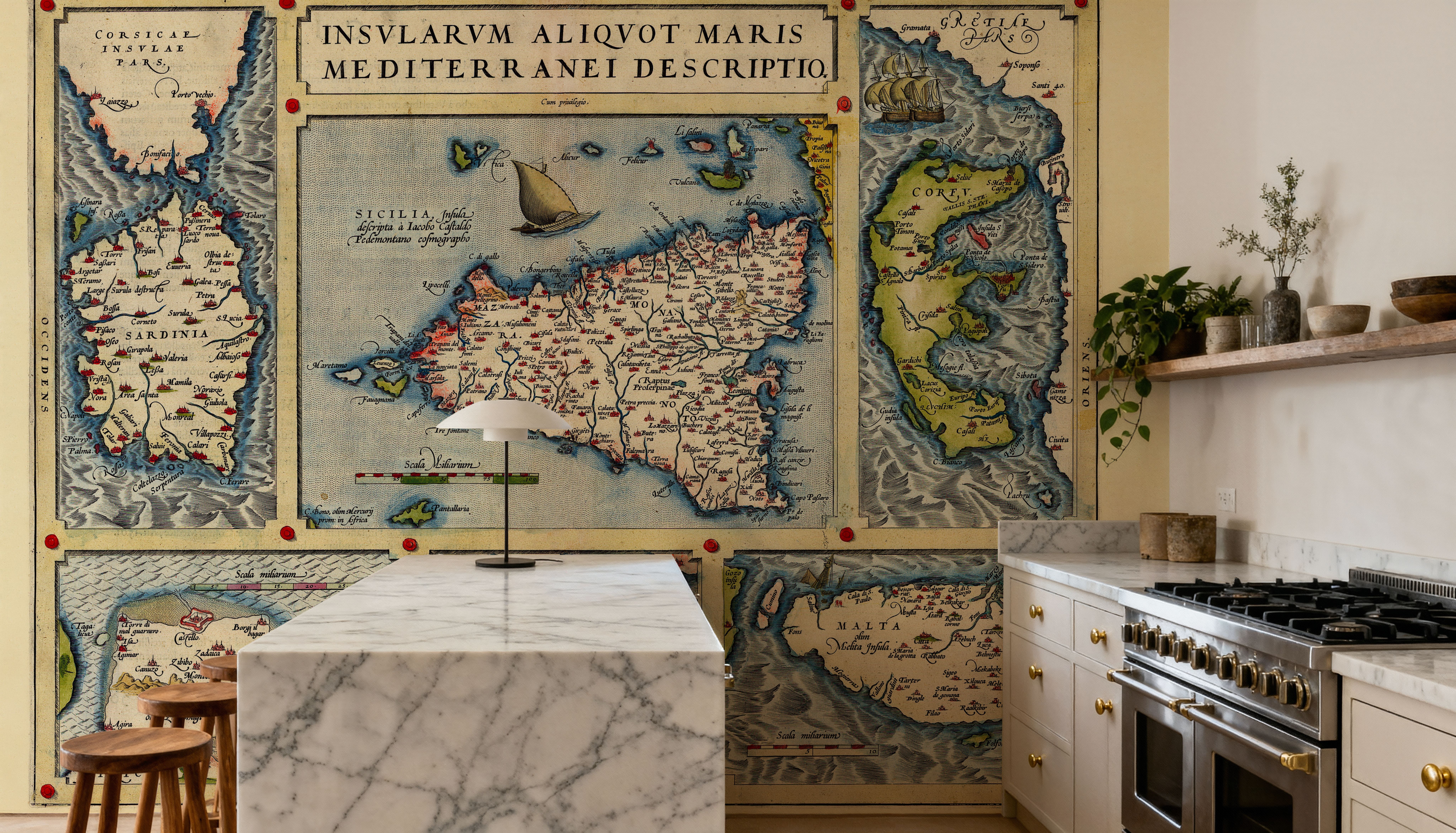 Old Map of Mediterranean Islands, 1570