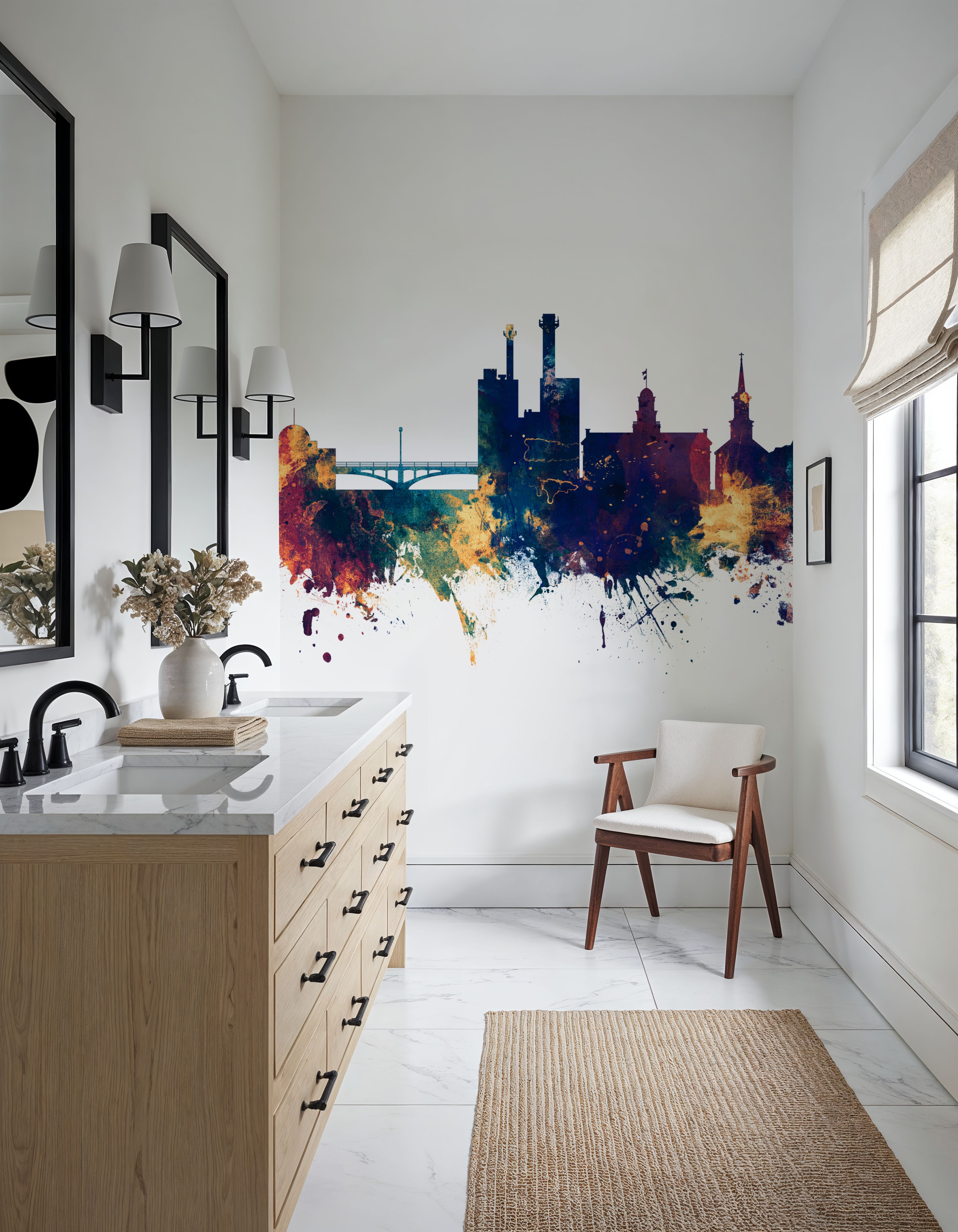 Iowa City Skyline Blu & Bronze