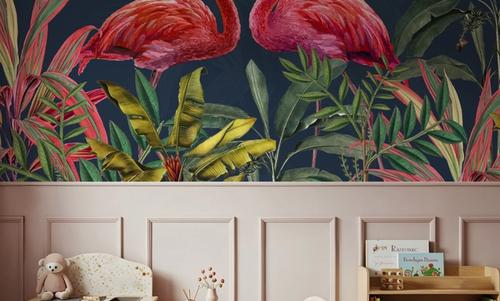 Shy Flamingos Blue