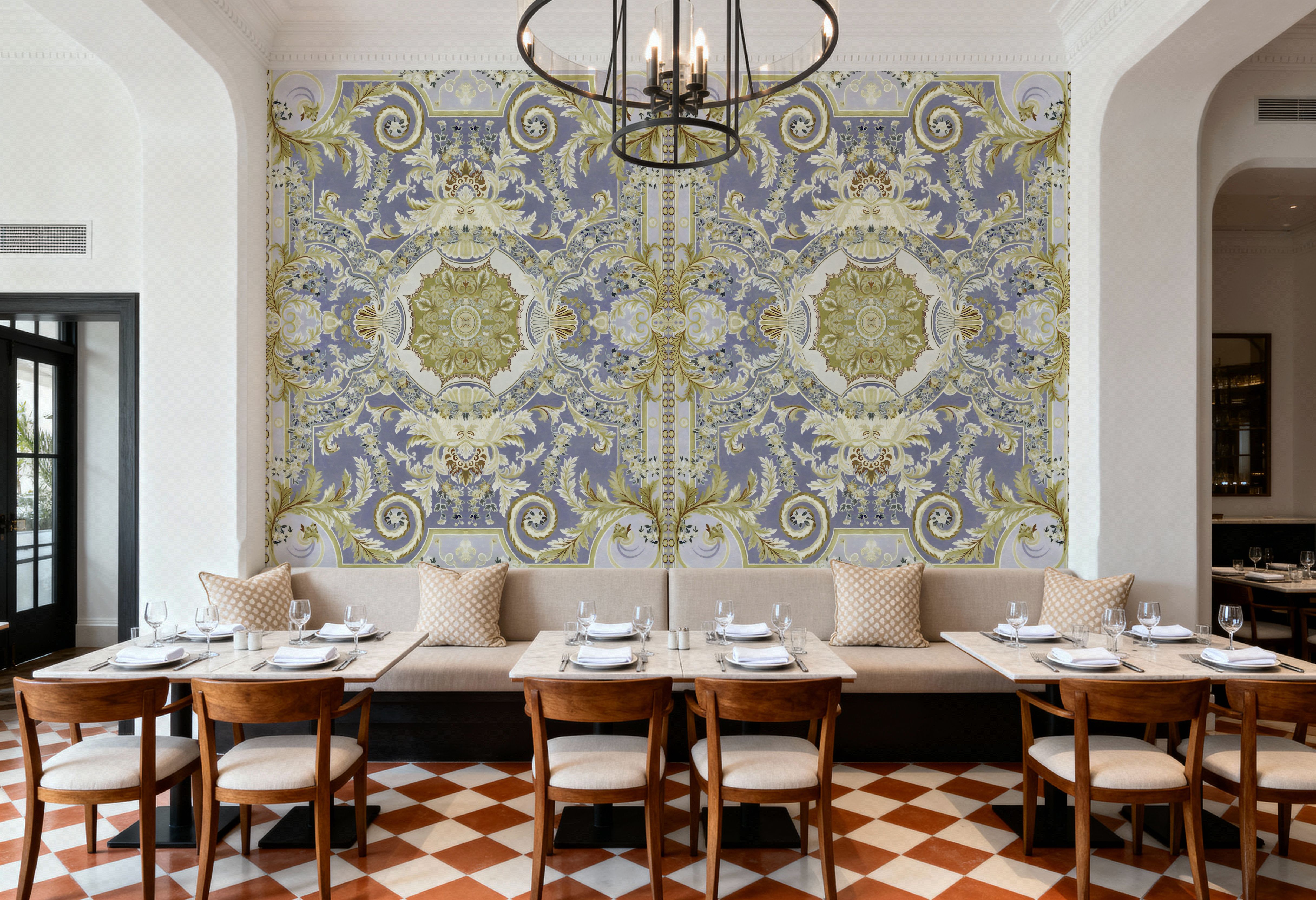 Gentle Branches, Periwinkle, Wallpaper