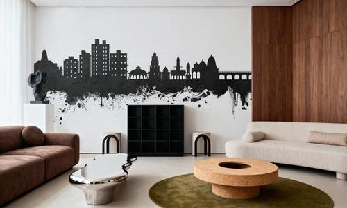 Nashik India Skyline Black & White