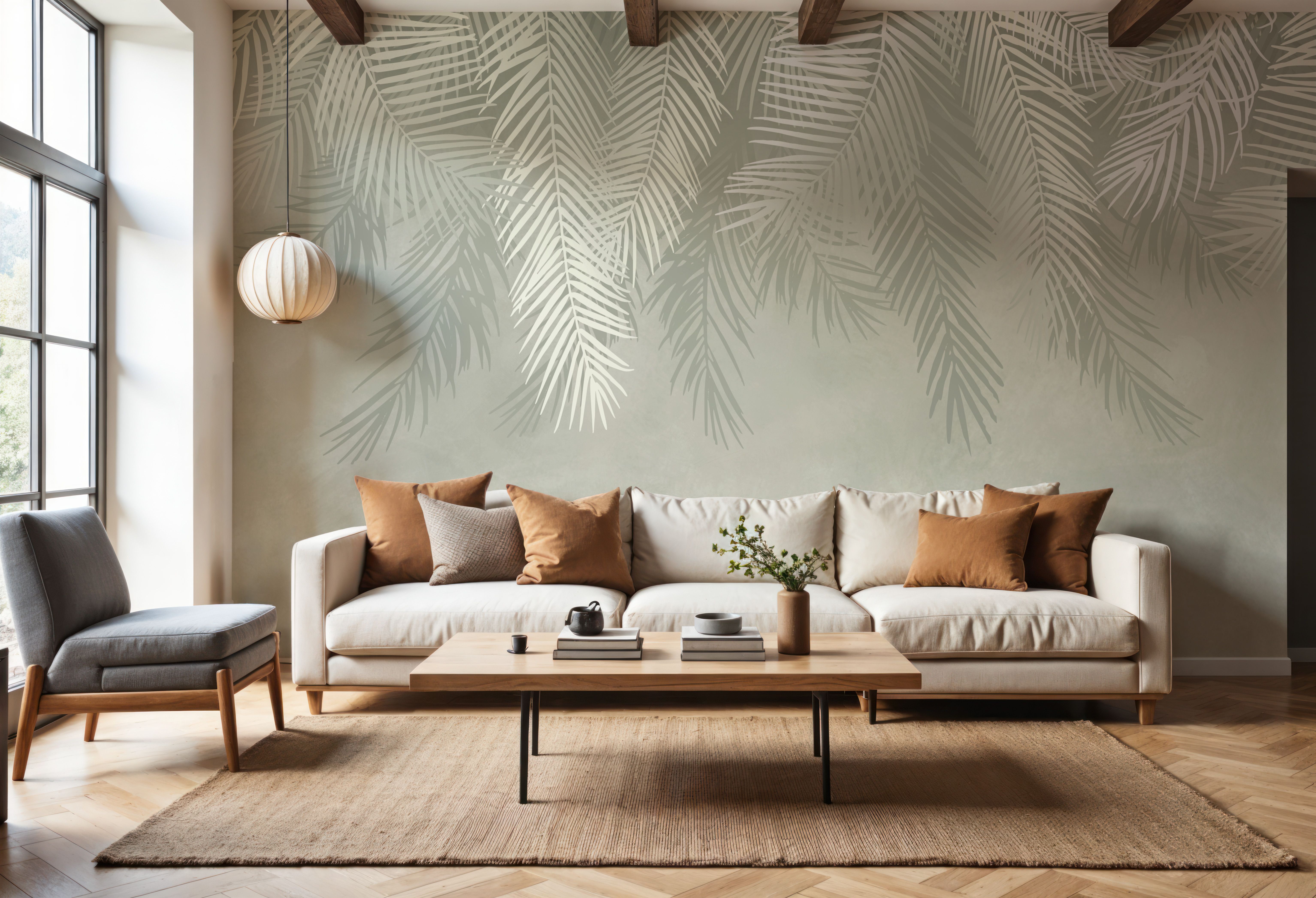 Palms Above, Mint Green