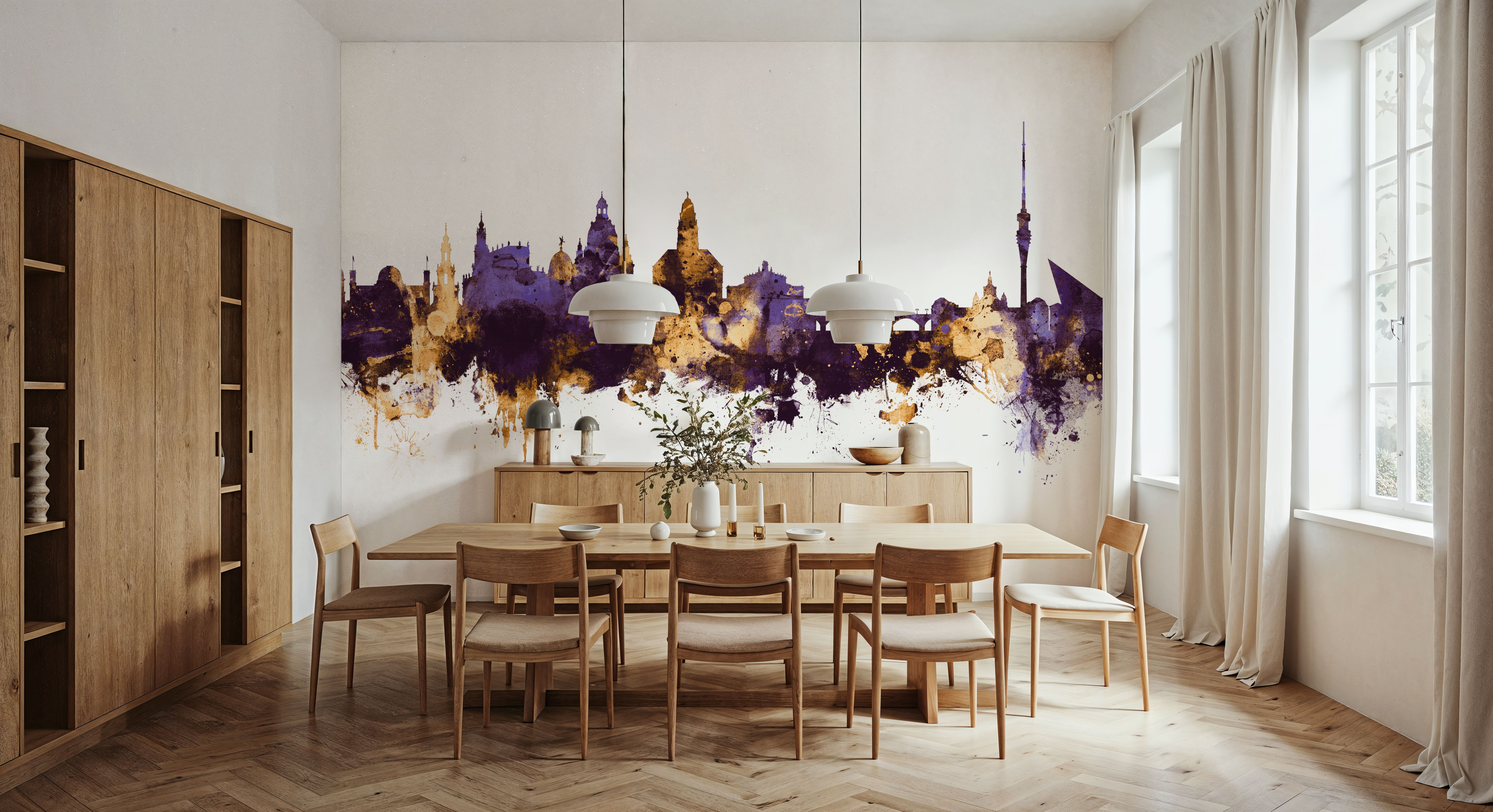 Dresden Germany Skyline Purple & Gold