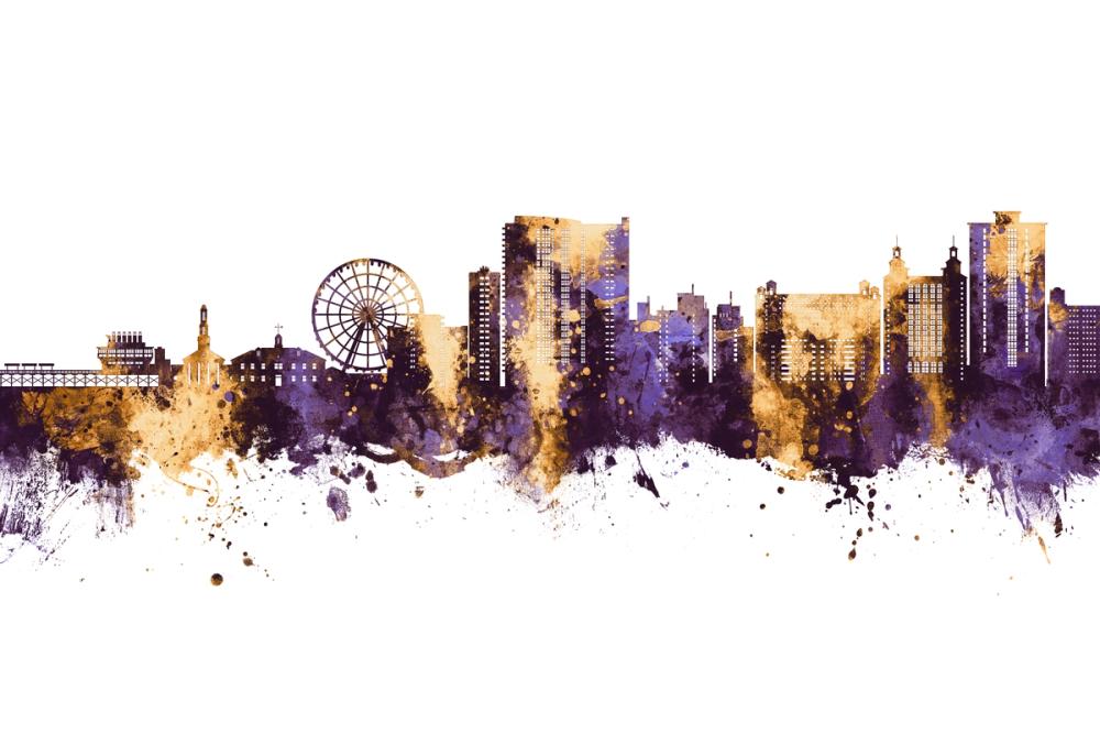 Myrtle Beach South Carolina Skyline Purple & Gold