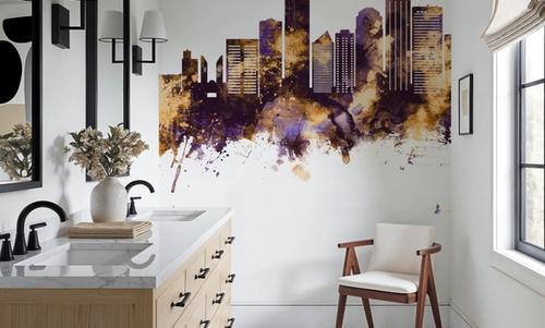 Edmonton Canada Skyline Purple & Gold