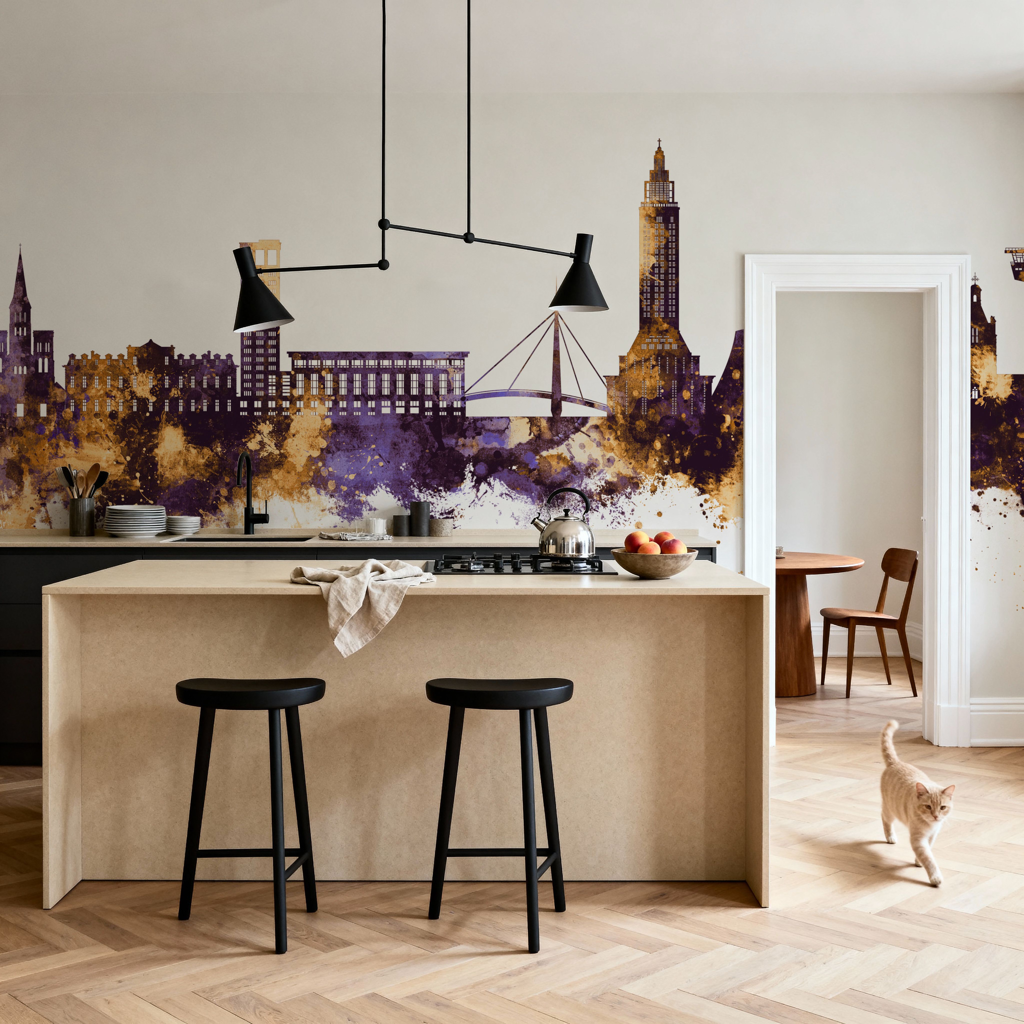 Le Havre France Skyline Purple & Gold