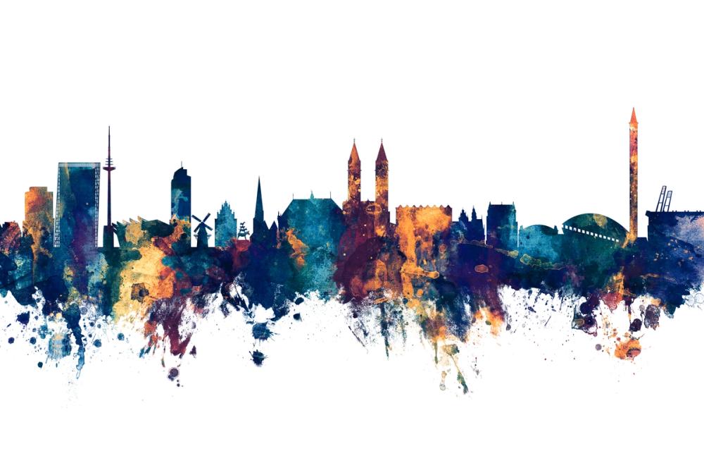 Bremen Germany Skyline Blue & Bronze