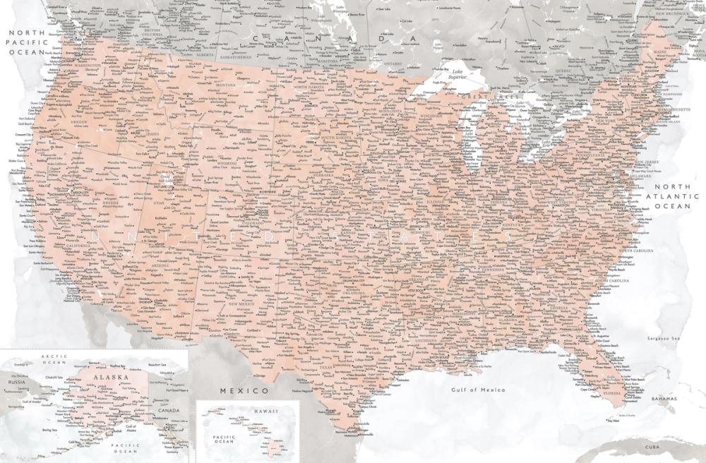US Map Detailed - Lynette