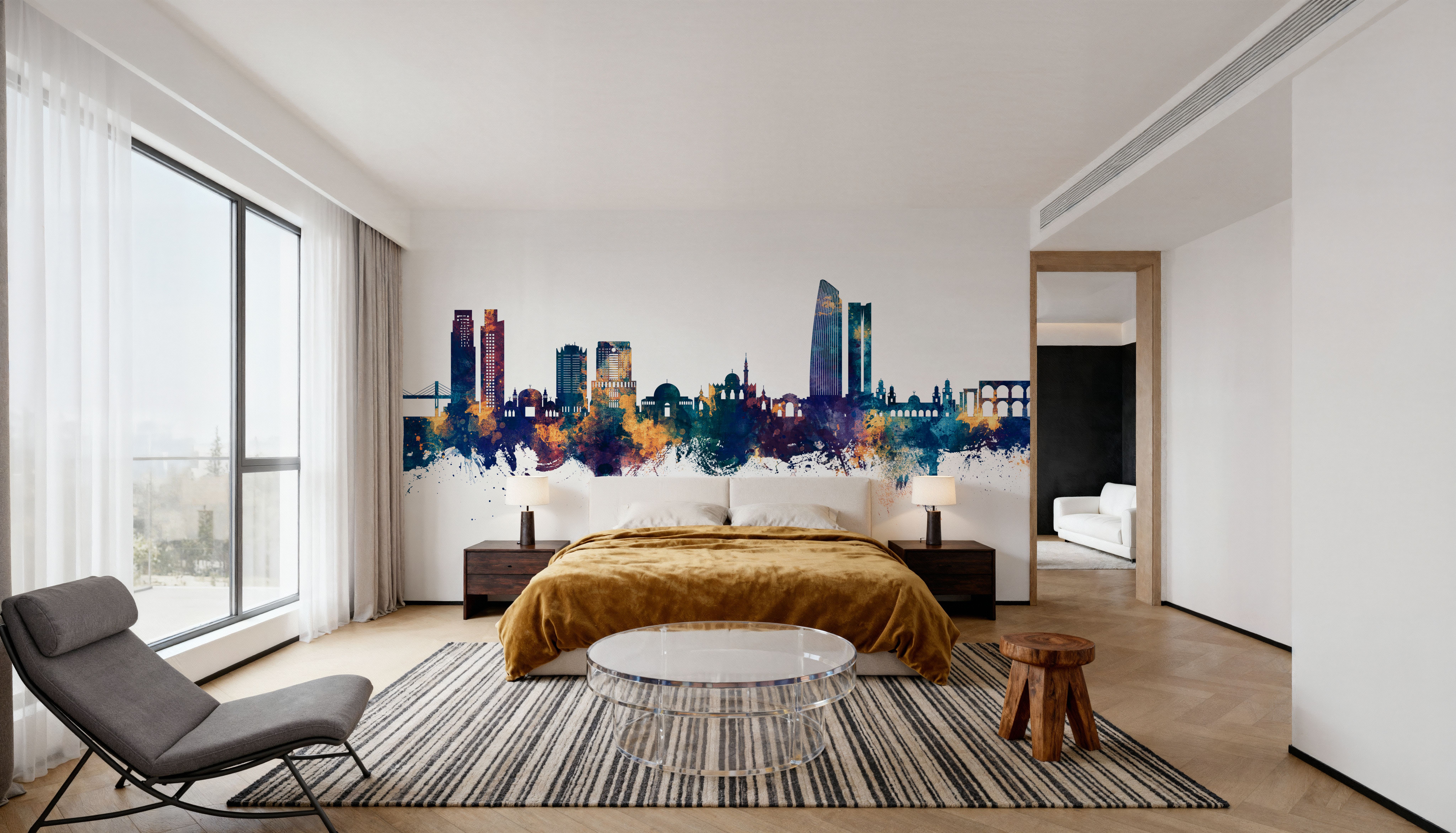 Amman Skyline Blue & Bronze