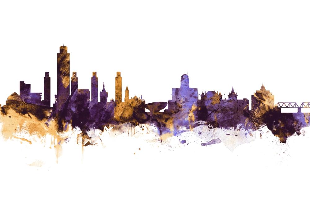 Albany New York Skyline Purple & Gold