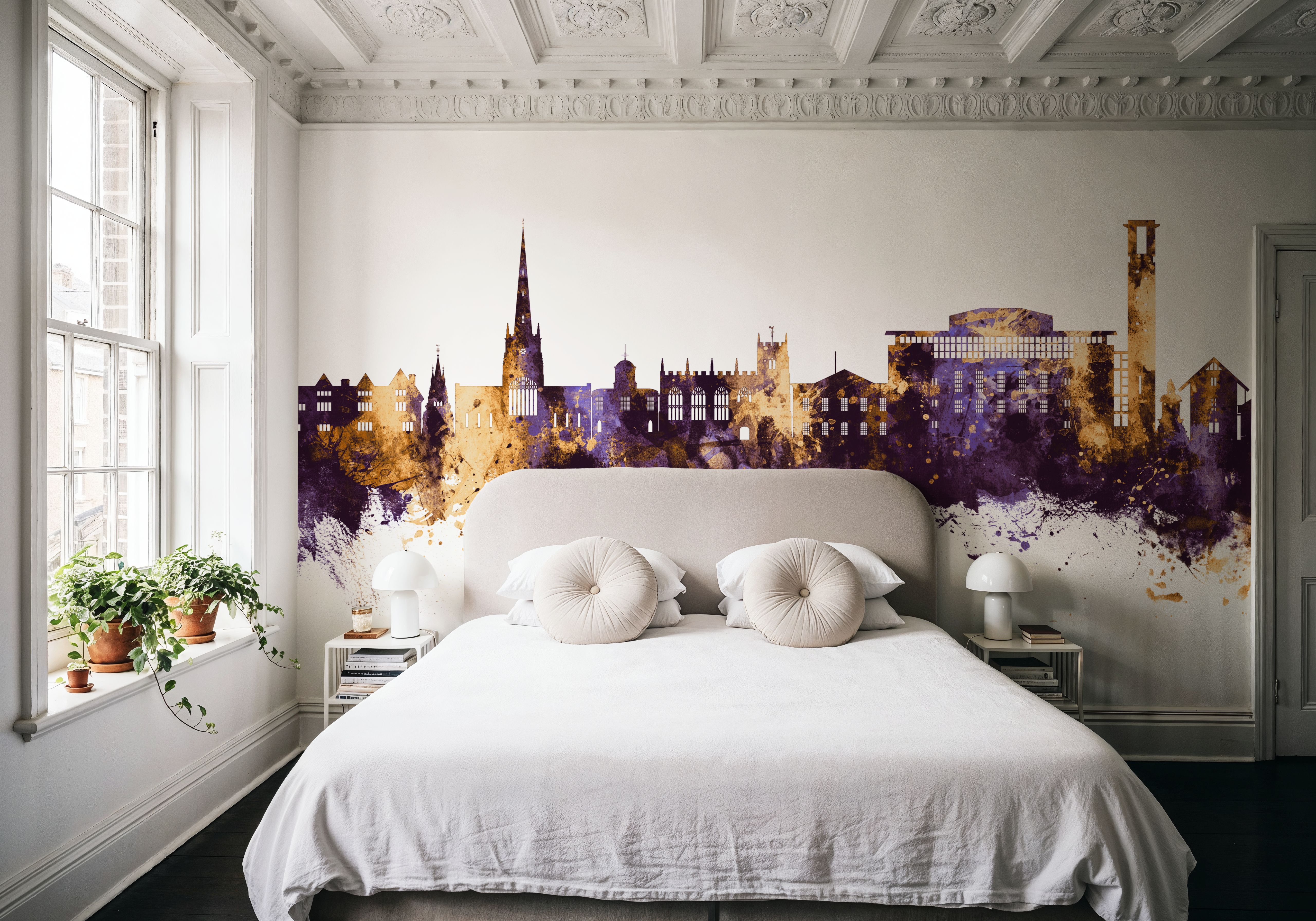 Stratford-upon-Avon England Skyline Purple & Gold