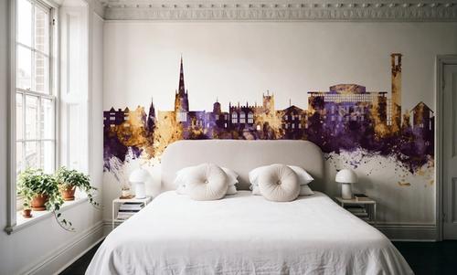 Stratford-upon-Avon England Skyline Purple & Gold