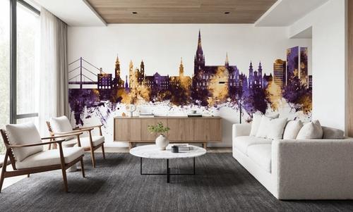 Linz Austria Skyline Purple & Gold