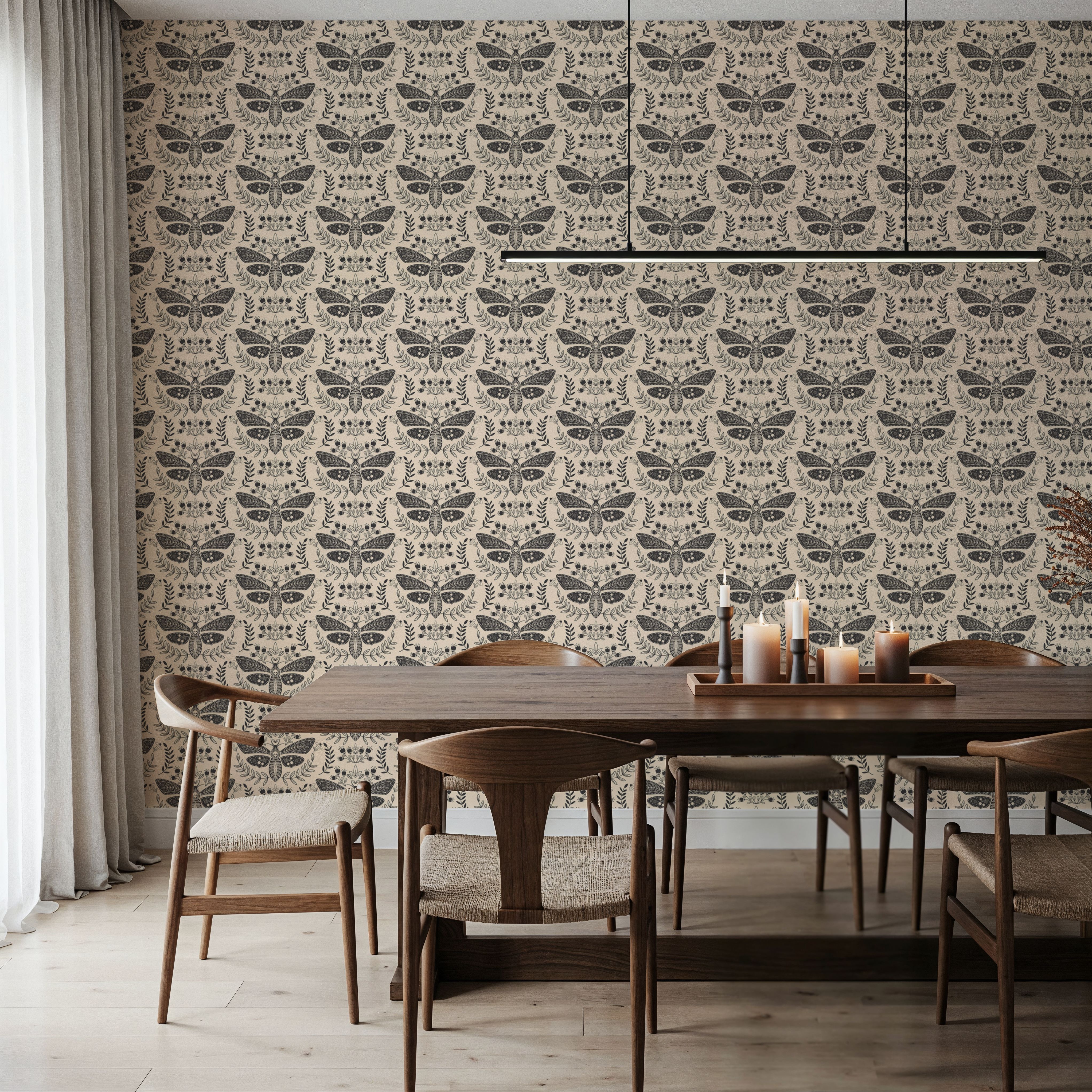 Deaths Head Moth Small, Grey, Wallpaper