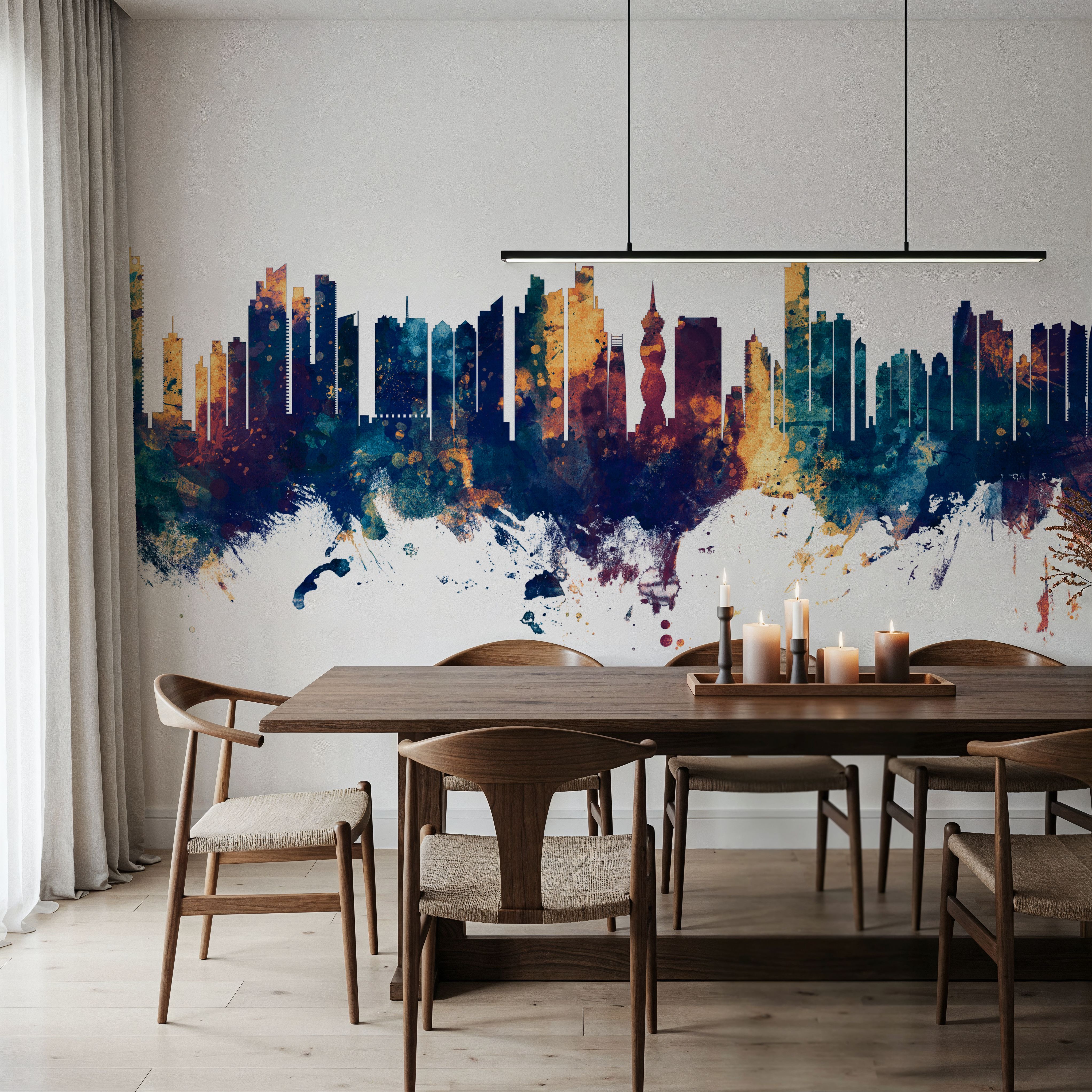 Panama City Skyline Blue & Bronze