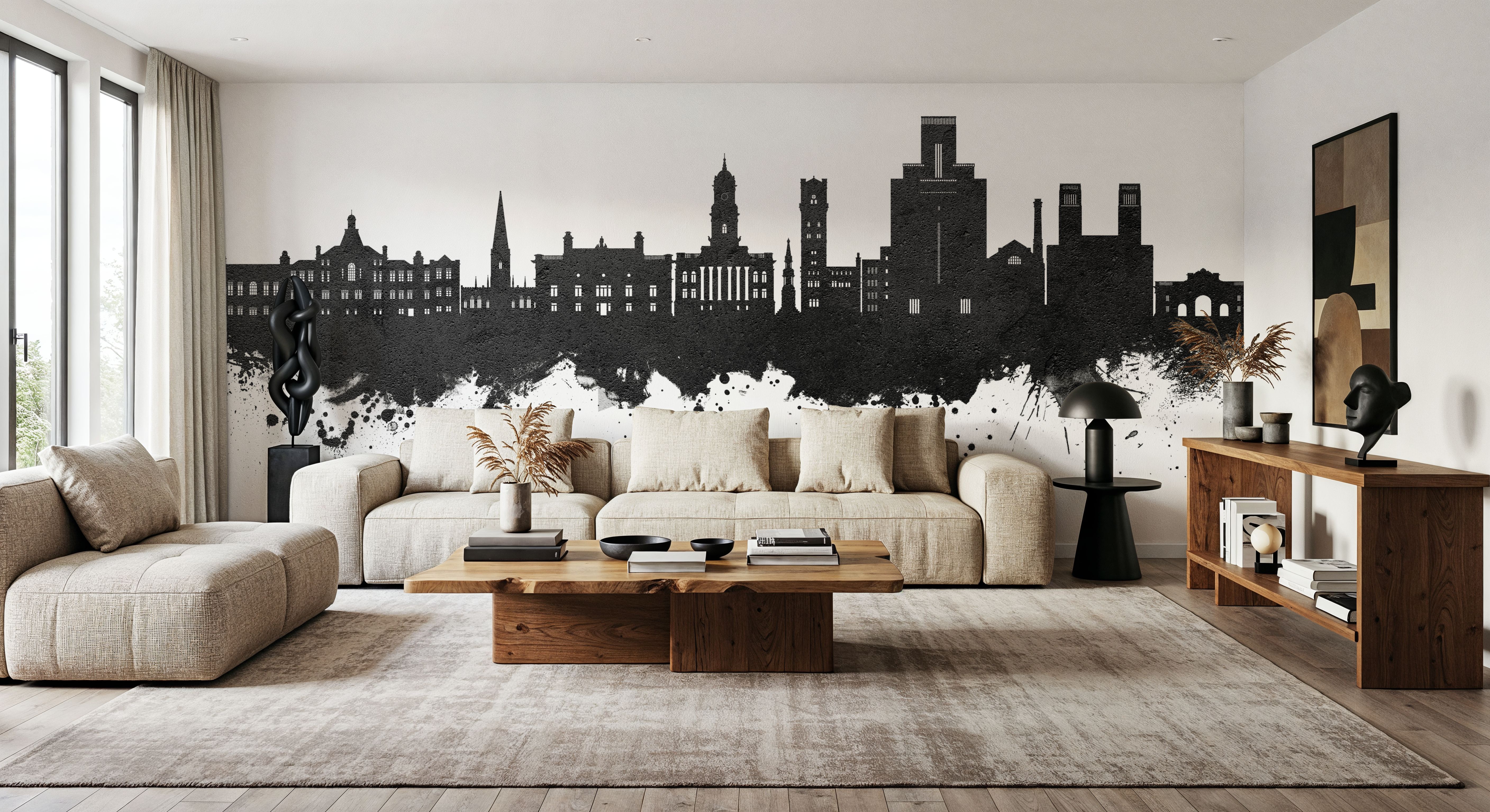 Birkehead England Skyline Black & White, Papier peint