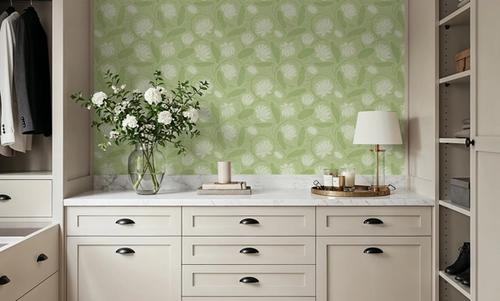 Block Print Lotus, Spring Green