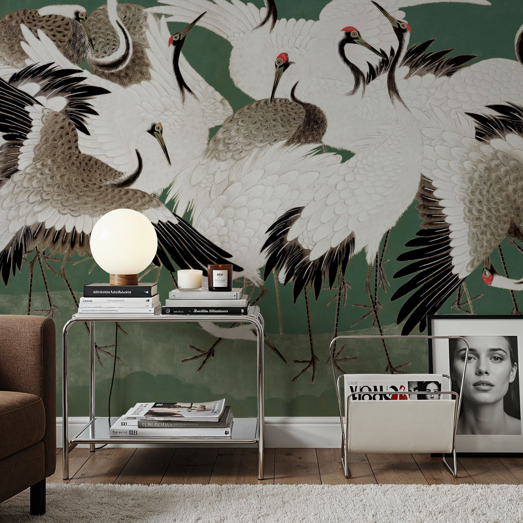 Japanese Flock of Cranes, Emerald