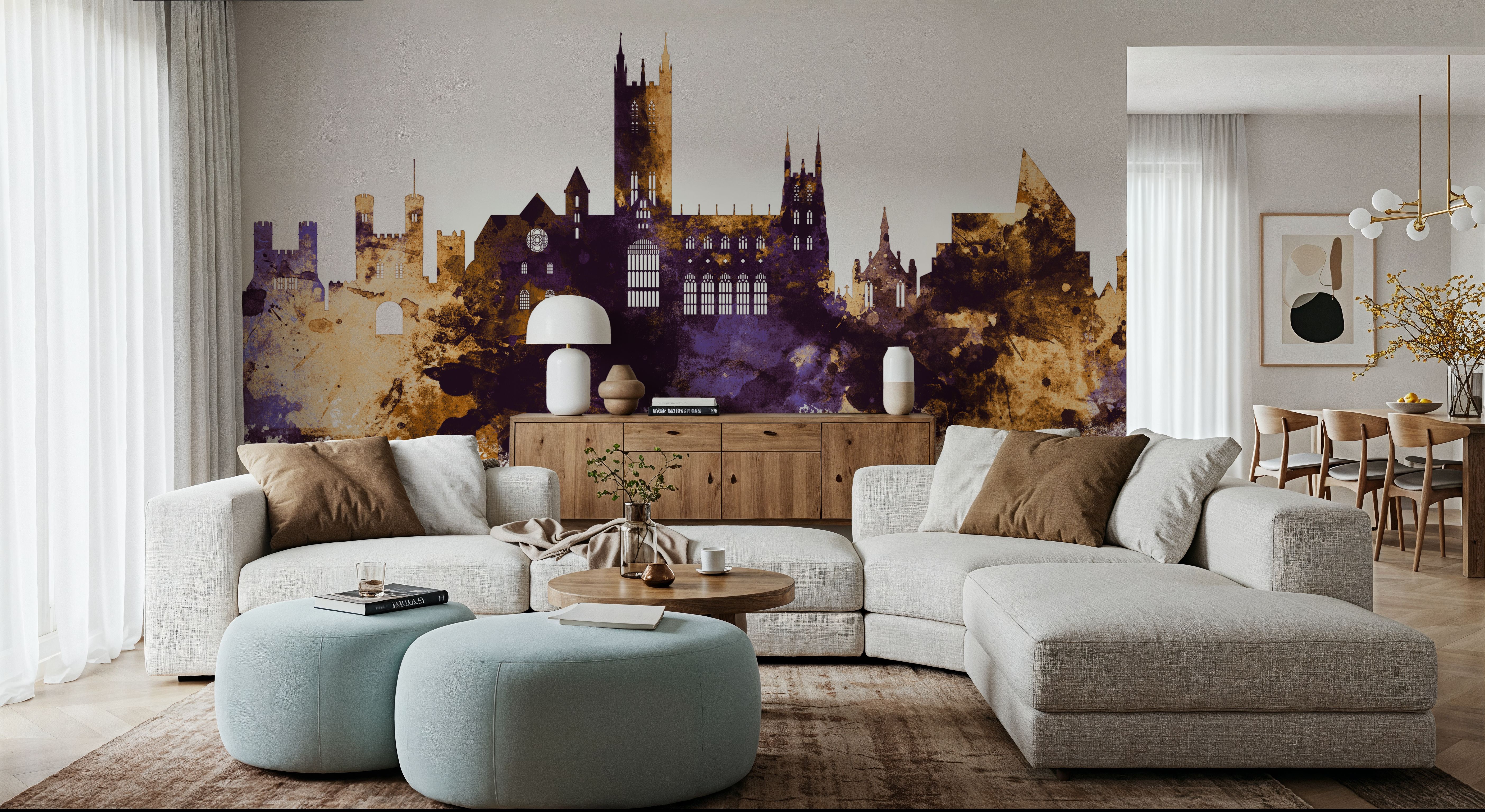 Canterbury England Skyline Purple & Gold